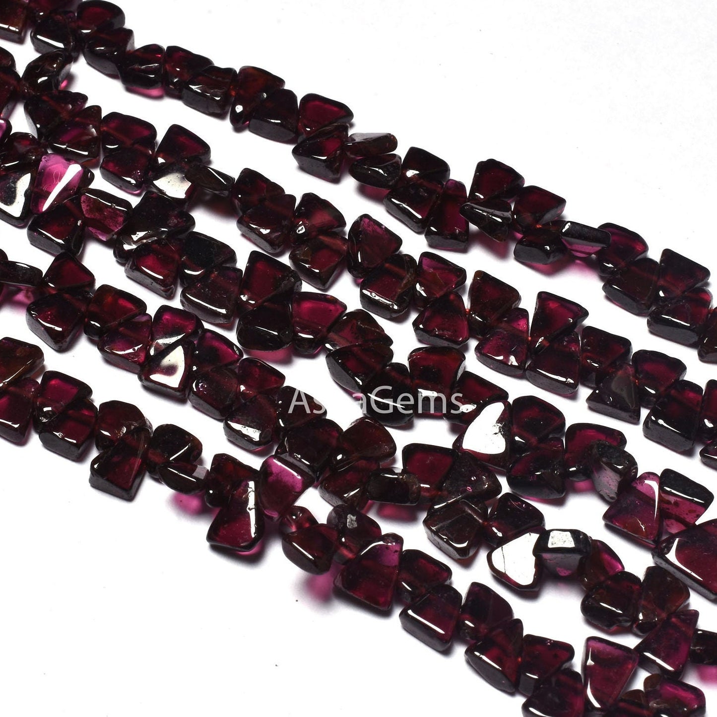13" Strand Natural Garnet smooth Triangle shape Gemstone beads, red garnet plain handmade flat trillion Beads Garnet side drill Bead Jewelry