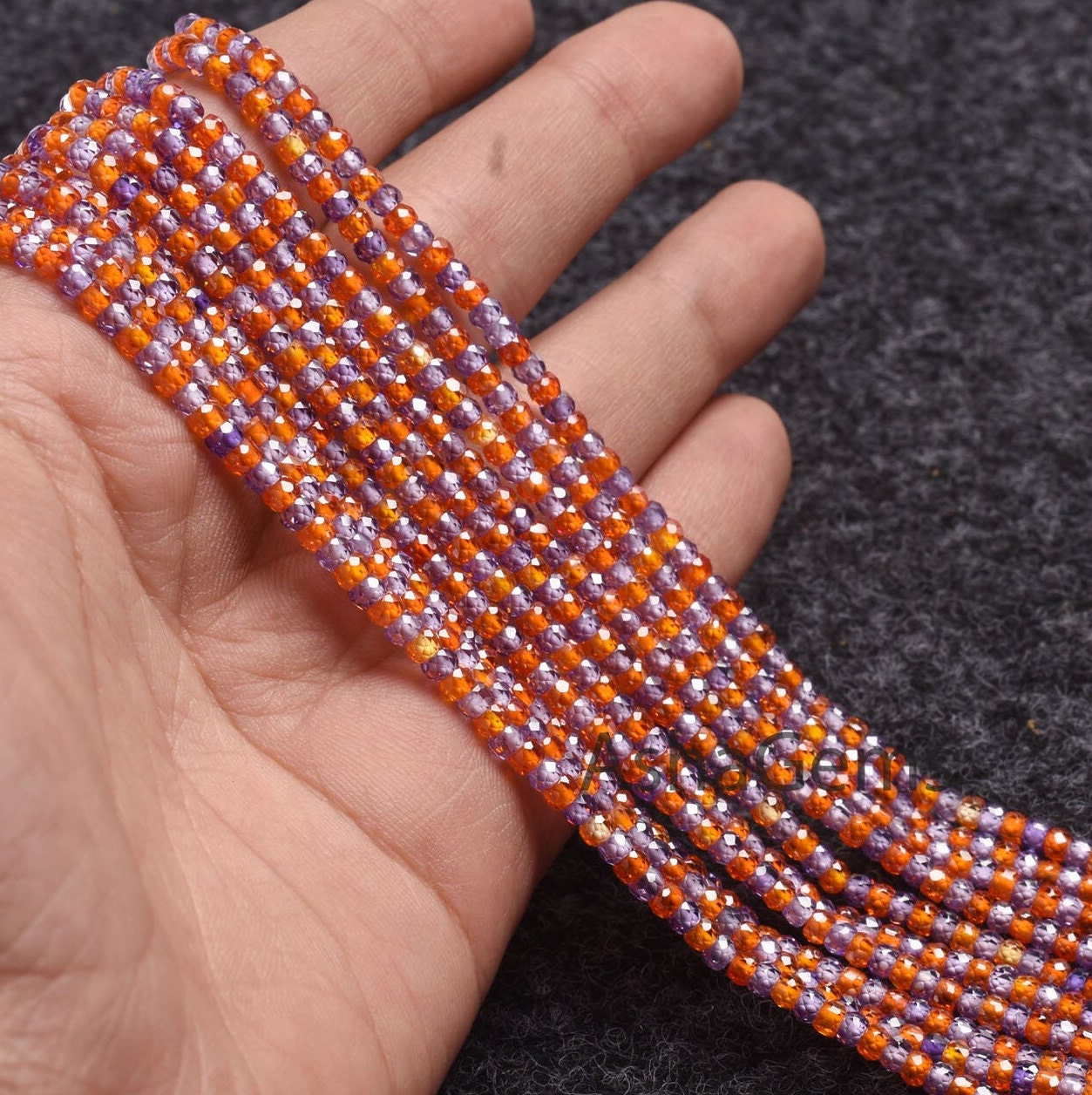 AAA multi orange Blue zircon Faceted Rondelle beads13" Cubic Zircon orange Blue One By One sequence Strand Micro Cut 3mm Zircon Bead Jewelry