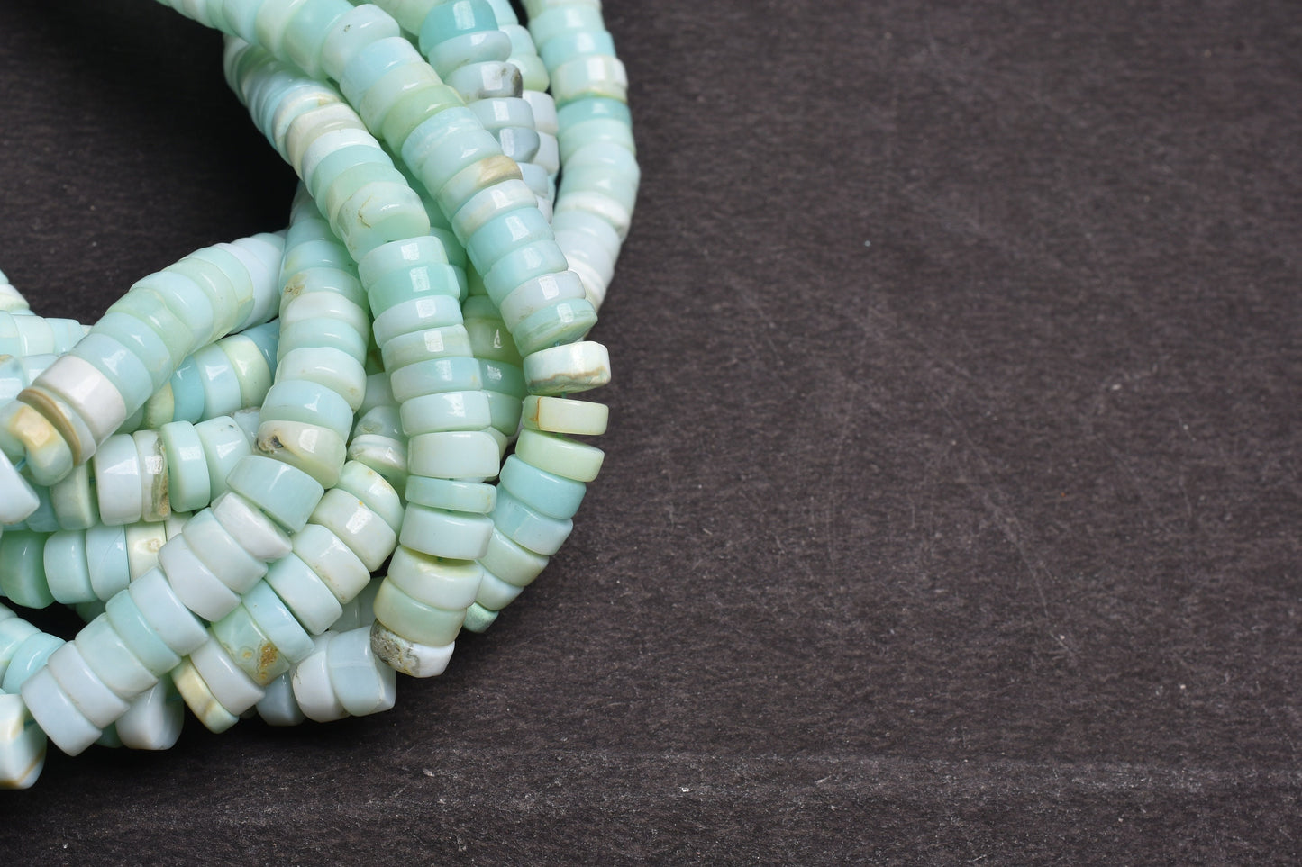 8mm Peru Sky Blue Opal Smooth Tyre Shape Handmade Gemstone Beads Light Blue Opal Plain Heishi Tyre Center Drill Opal Bead Jewelry Craft SALE