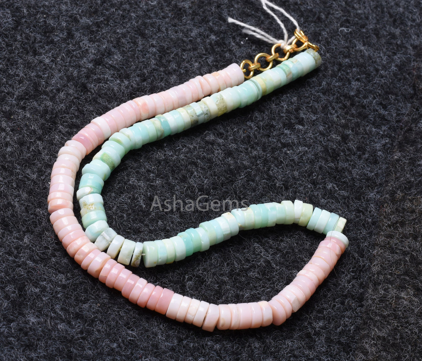 Multi Pink-Blue Opal Smooth Tyre Shape Gemstone beads,8 mm Double Color opal Beads Necklace Shaded Light Pink Sky Blue Opal Heishi Tyre bead