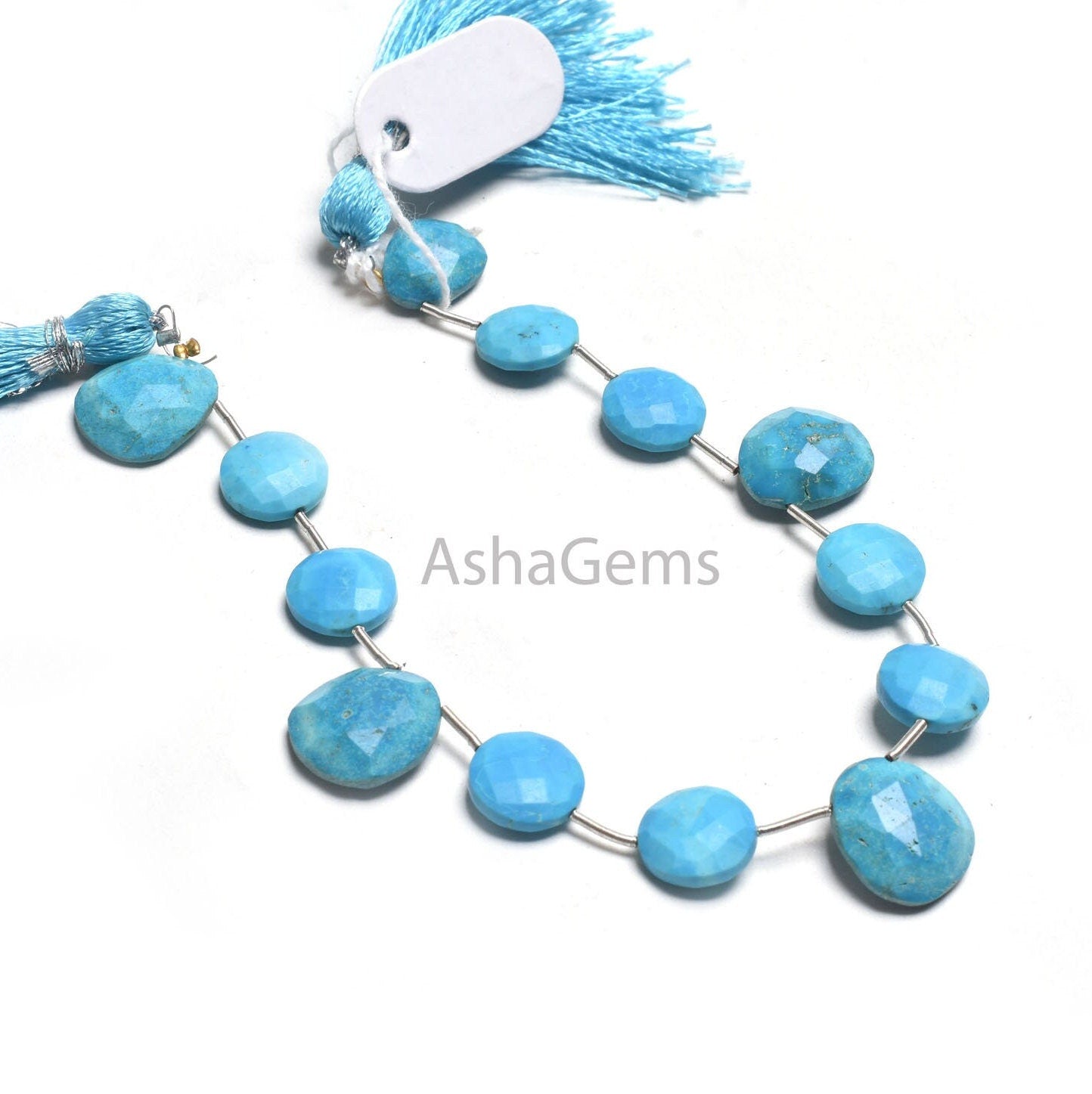 Fine Turquoise Howlite Faceted Coin+ Heart Shape Faceted Beads,8" Blue Turquoise Fancy Shape Gemstone Beads, Howlite Turquoise Beads Jewelry