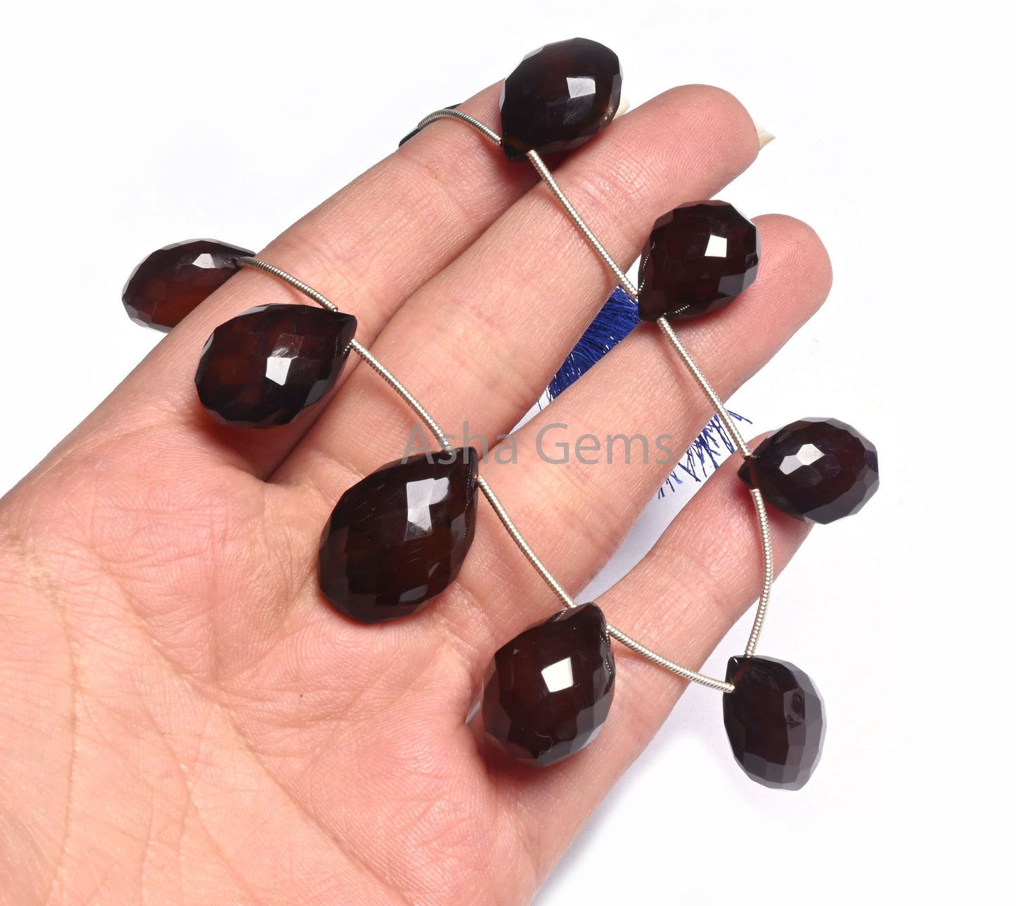Beautiful Wine Brown Chalcedony Fancy Puff Pear Faceted Beads,9" Fine Dark Brown Chalcedony Teardrop Briolette Gemstone Beads Jewelry Crafts