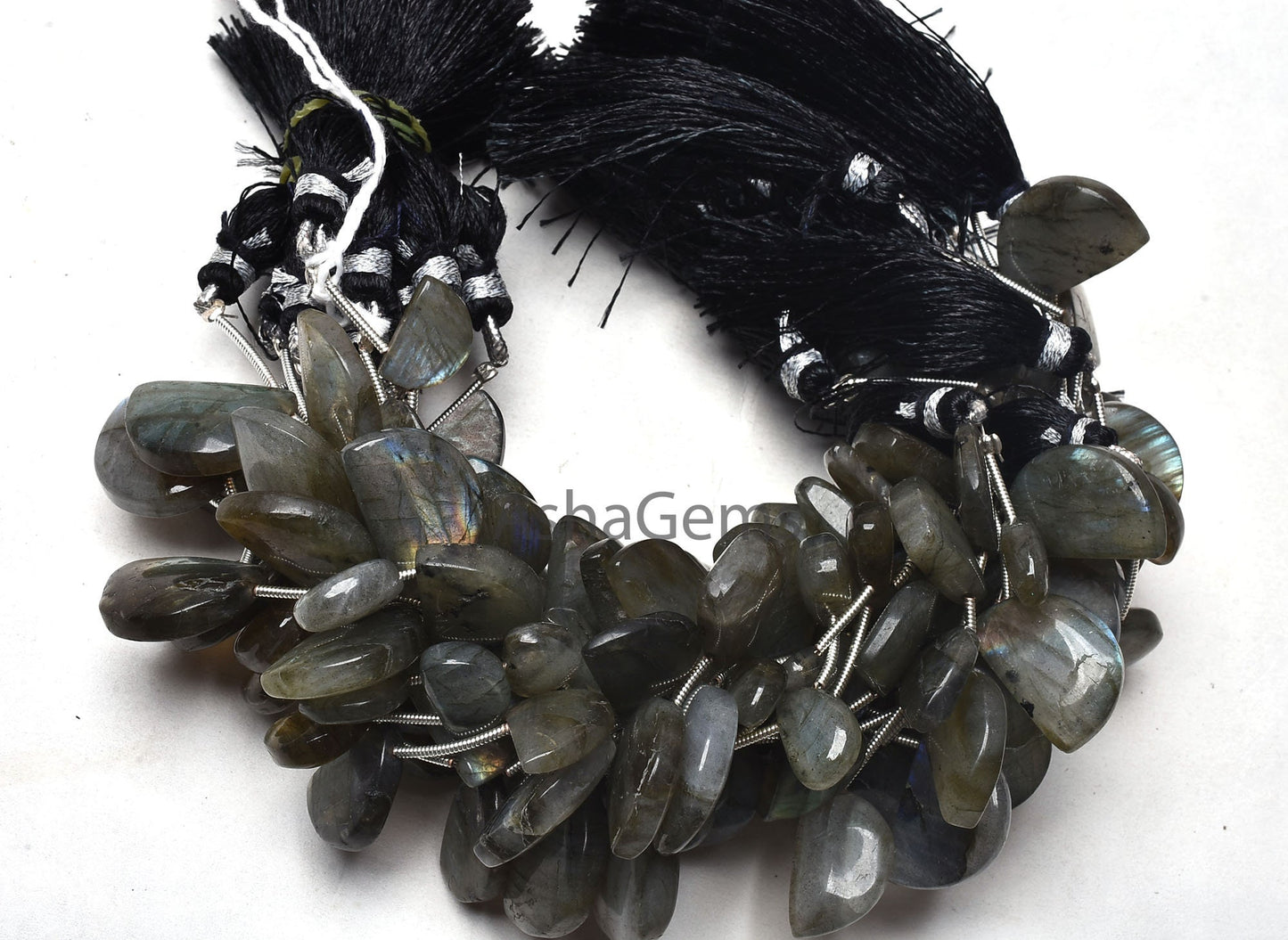 Natural Labradorite smooth Fancy Shape Beads,8"Strand Multi Flash labradorite plain Handmade D Shape Bead, Black Rainbow Half Moon Bead SALE