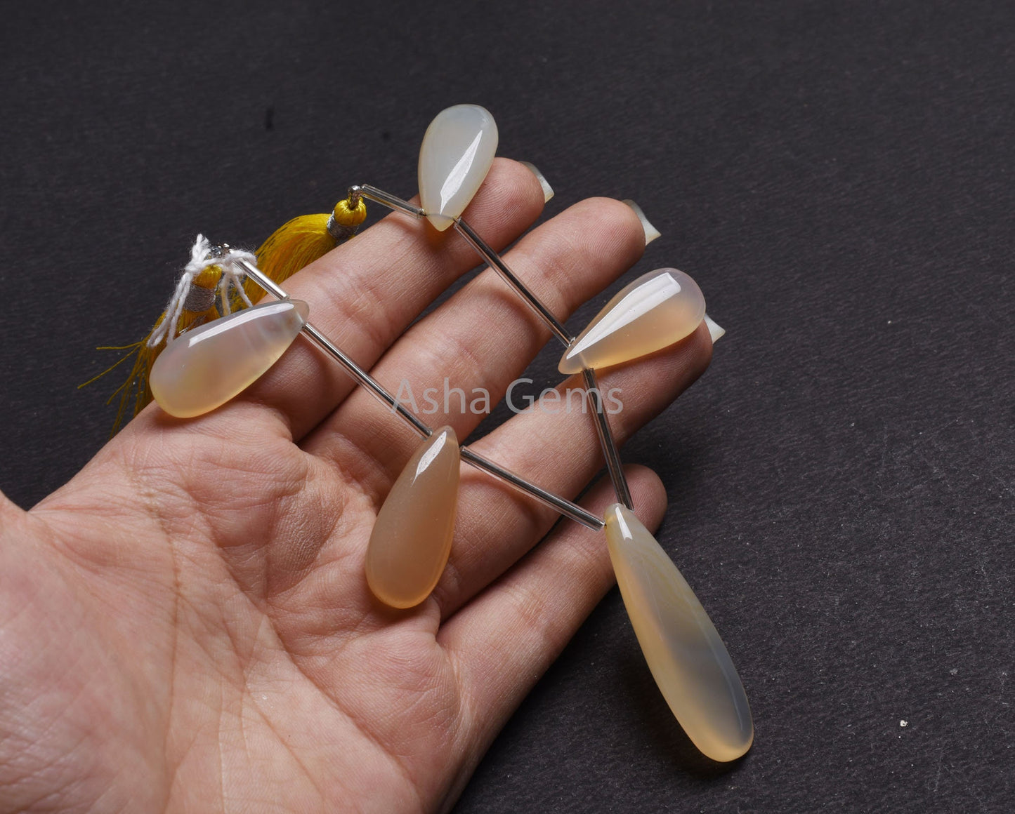 Beautiful Chalcedony Smooth Pears Gemstone Beads, Shaded Off Light Yellow Chalcedony Fancy Teardrop Side Drill Beads Necklace Jewelry Making