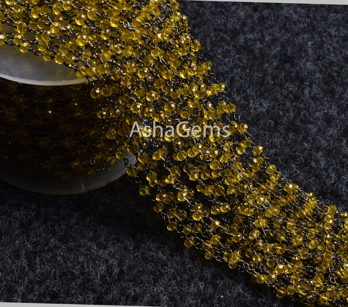 Beautiful Lemon Quartz Hydro Rondelle Faceted Beads Rosary Chain, Silver/Gold/Black/Copper Plated Wire Wrap handmade Rosary Chains Jewelry