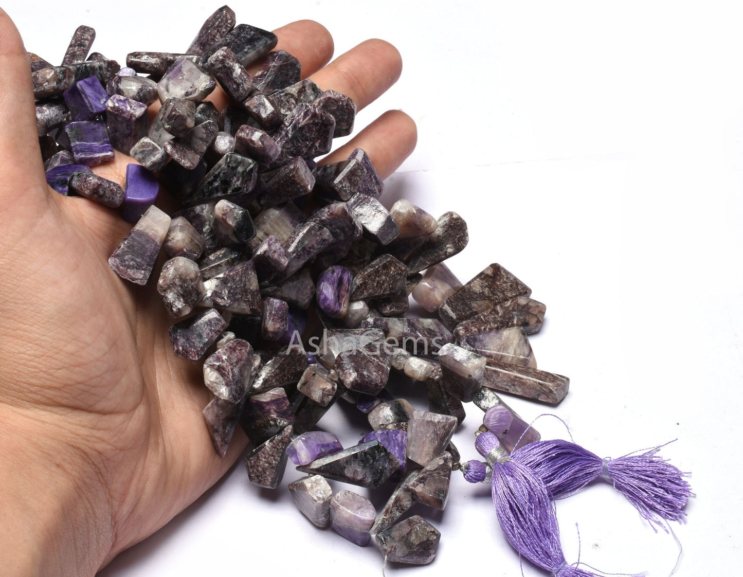 Shaded Purple Charoite Faceted Nugget gemstone Beads,8"Strand Natural Charoite Fancy Uneven Shape Side Drill Beads, Charoite Beads Jewelry