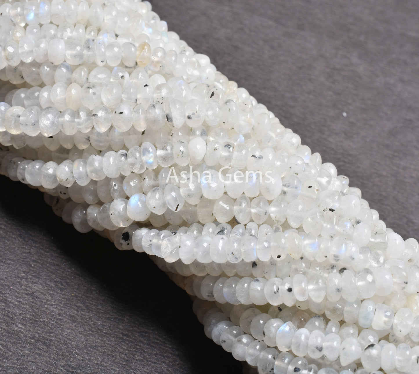 Rare Moss rainbow Moonstone Button Shape Beads,13" Natural Black Dot White Rainbow handmade Smooth Button Beads, Blue Fire Rainbow Bead SALE