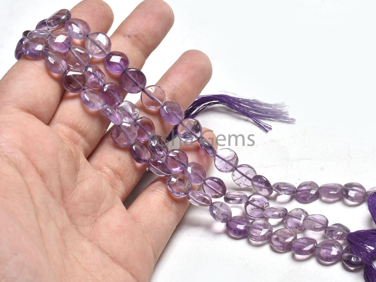 Fine Purple amethyst Smooth Coin Shape Gemstone Beads,13"Strand Amethyst Plain Handmade Coin Straight Drill Amethyst Bead Jewelry Craft SALE