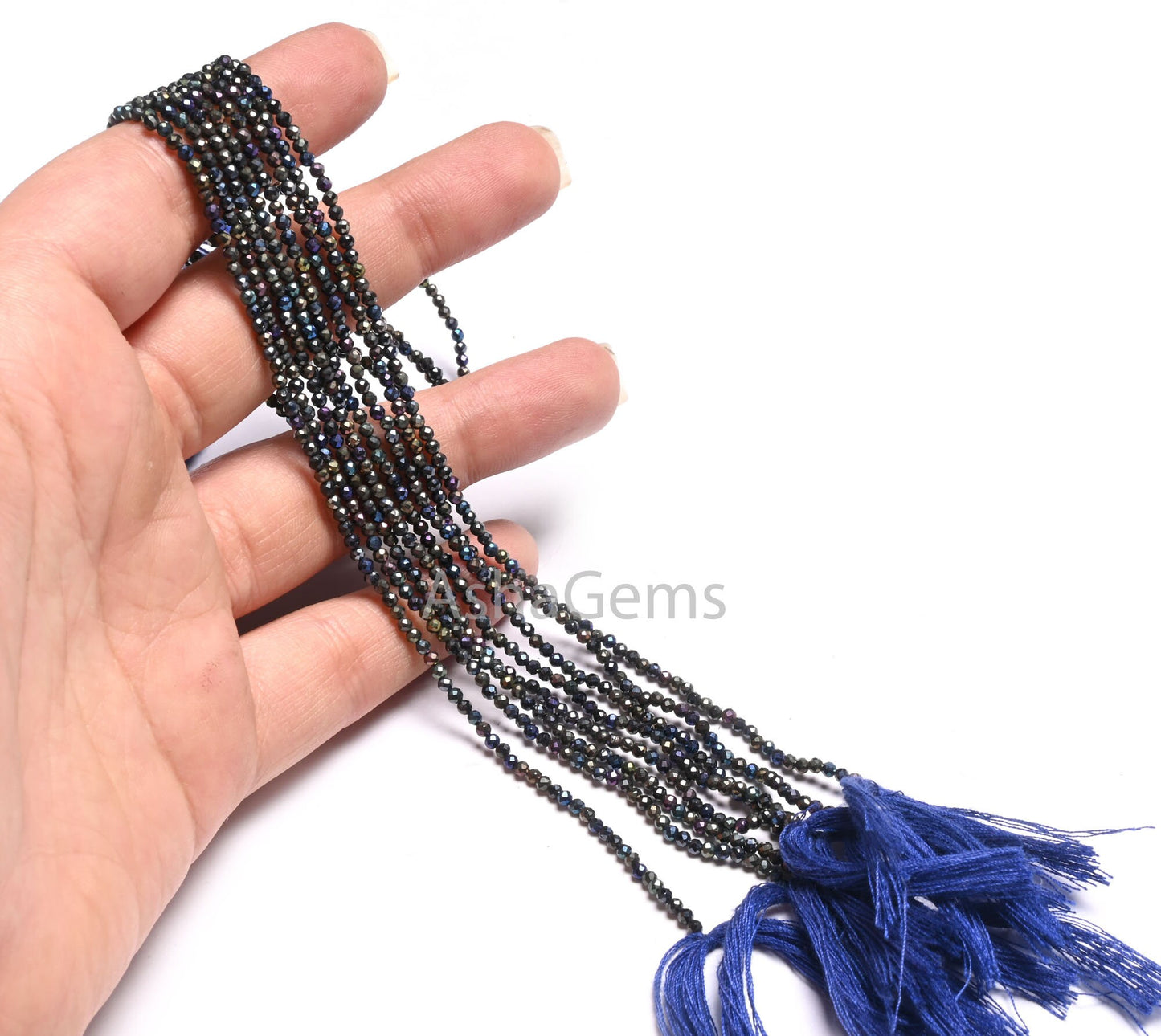 Beautiful Blue Mystic Coated Black Spinel Faceted Rondelle Gemstone Beads,2.2mm Natural Black Spinel Coated Micro Cut Tiny Bead Jewelry SALE