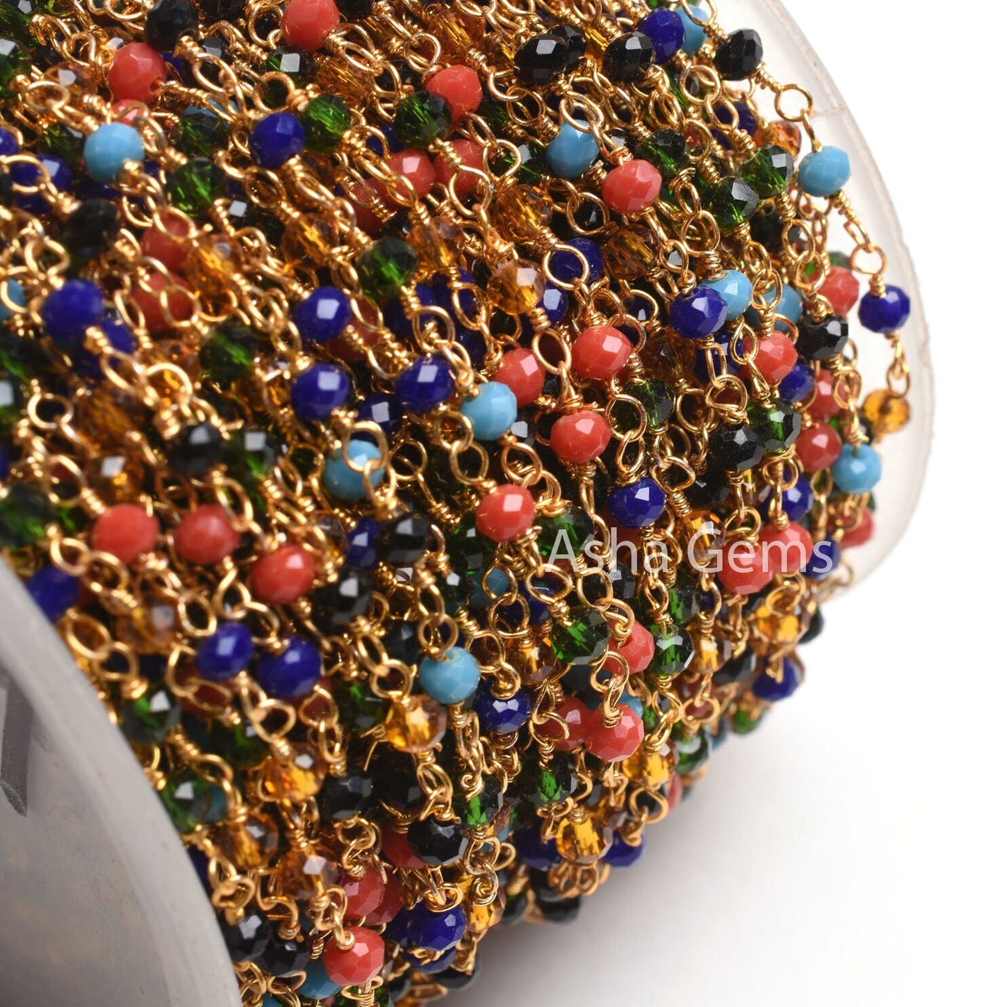 Beautiful Multi Disco Hydro Faceted Rondelle Beads Rosary Chain Gold Plated Wire Wrap Jewelry Making Beaded handmade Colorful Chains Jewelry