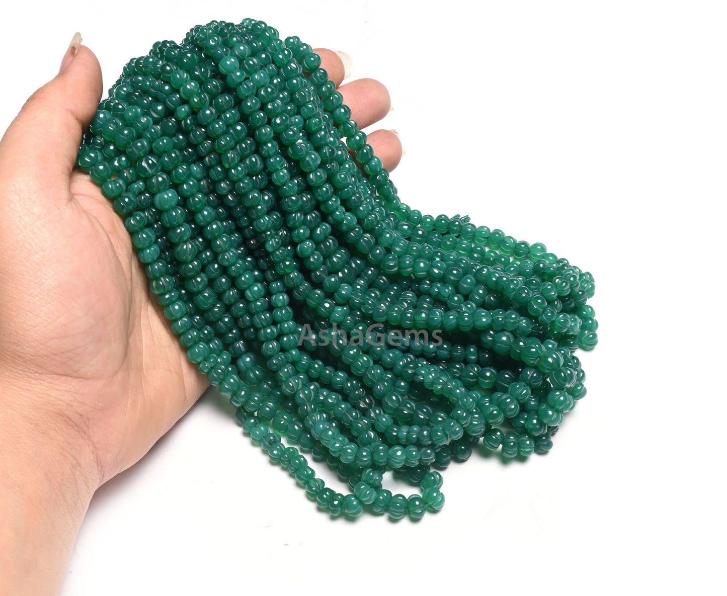 Beautiful Green Onyx Carving Watermelon Beads, Onyx Handmade Carved Rondelle Beads Green Onyx Carve Pumpkin Gemstone Bead Jewelry Craft SALE