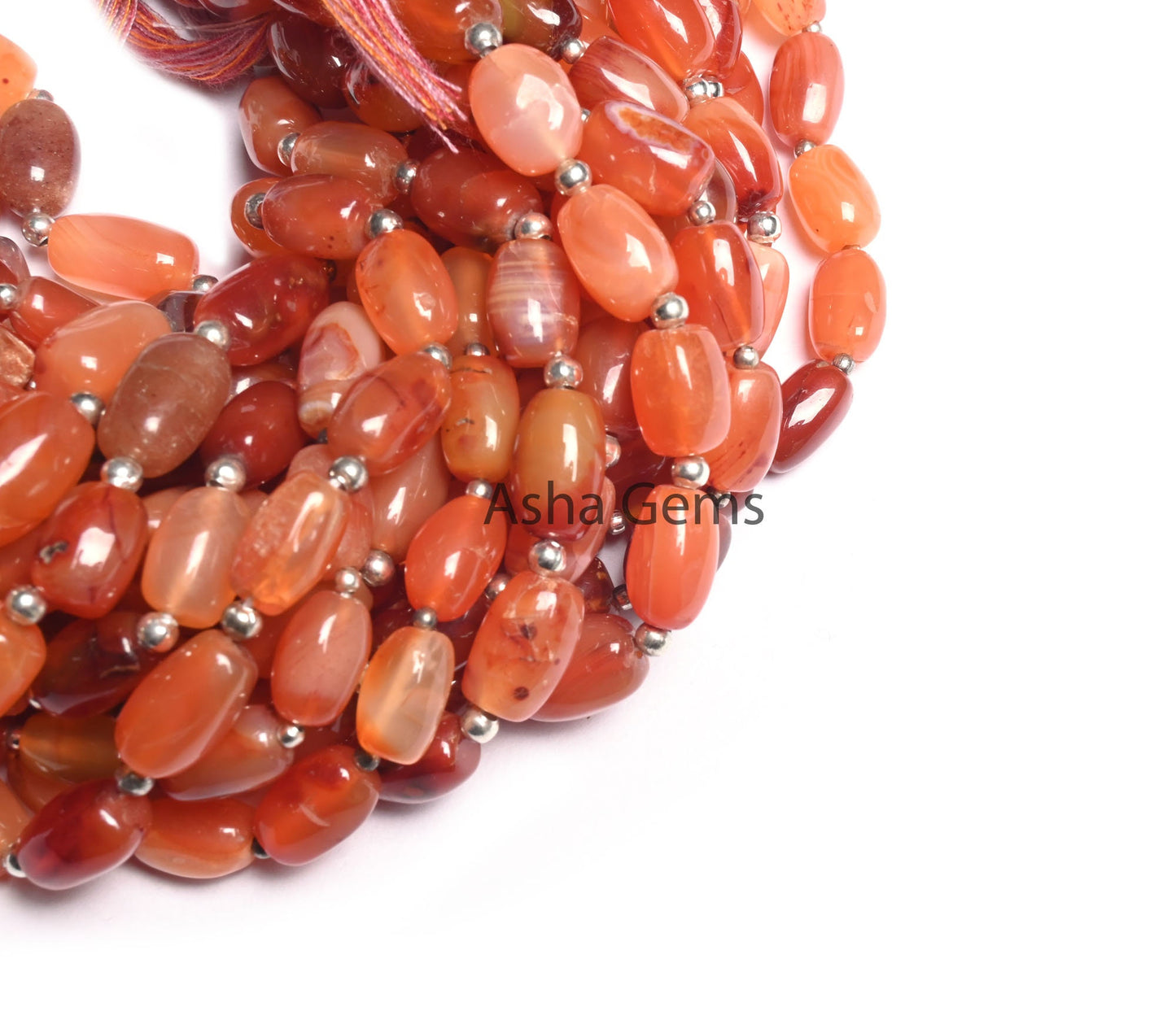 Natural Carnelian Fancy Barrell Shape smooth Gemstone Beads,8" Shaded Red Orange Carnelian Uneven Handmade Straight Drill Bead Jewelry Craft