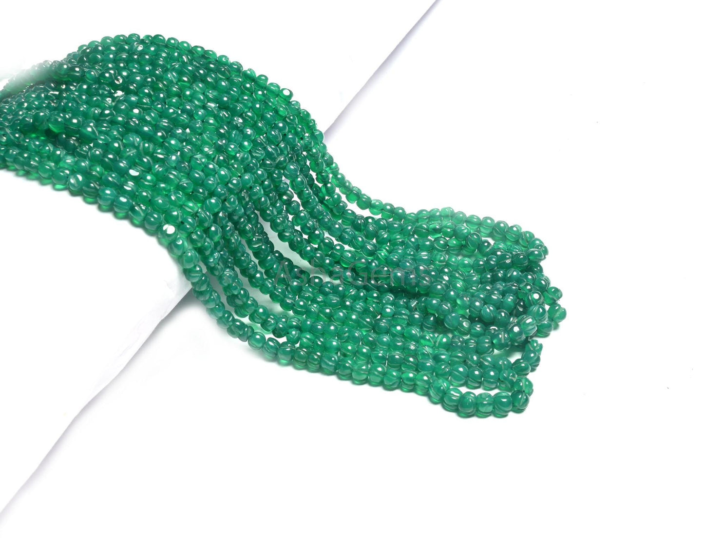 Fine Green Onyx Carving Pumpkin Handmade Tiny Beads,4,4.5mm Green Onyx carved Uneven watermelon Gemstone Onyx Carve Melon Bead Jewelry Craft