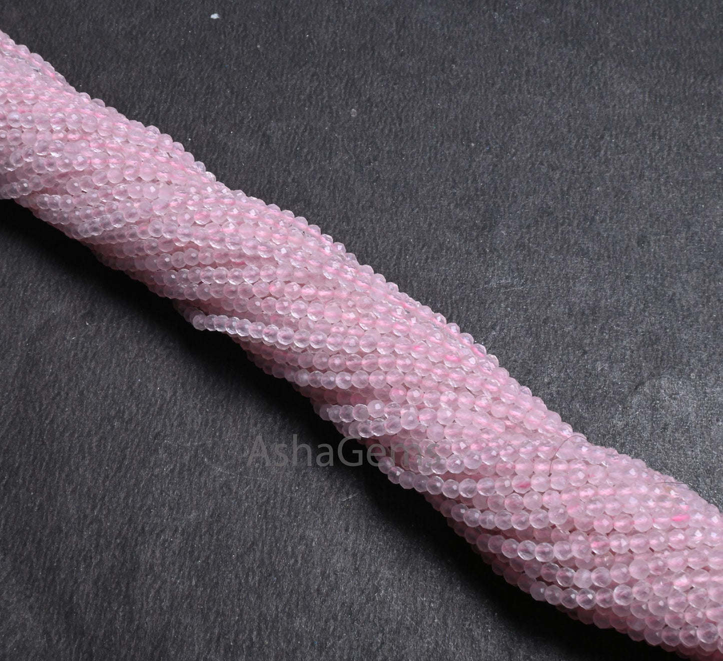 2.50 mm Pretty Pink Rose Quartz Micro Faceted Gemstone Beads, Natural Rose Quartz Machine Cut Rondelle Tiny quartz beads Jewelry Crafts SALE