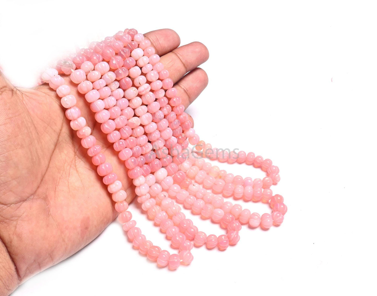 Beautiful Pink Opal Carved Watermelon Shape Beads, Fine Shaded Pink Opal Carving Beads, Opal Melon Hand Carve Pumpkin Gemstone Beads Jewelry