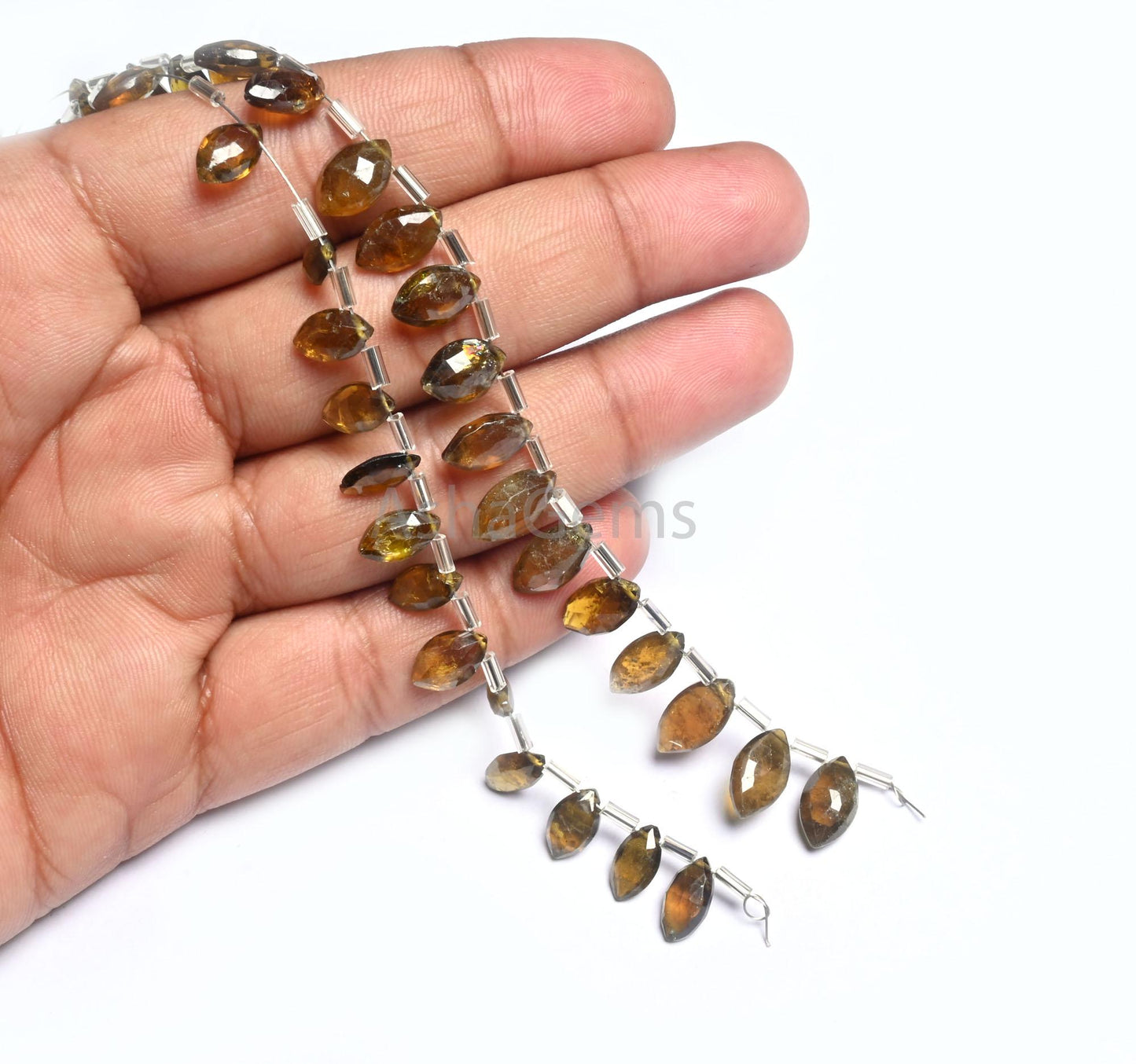 Natural Andalusite Faceted marquise Shape Beads,8" Andalusite Beads. Genuine andalusite Marquise briolette Side Dril bead Jewelry Craft SALE