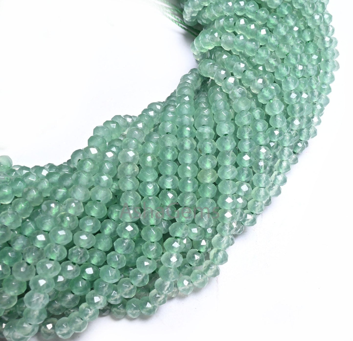 4.5 mm Beautiful Light Green Jade Quartz Faceted Gemstone Beads, Fine Green Jade Machine Cut Rondelle Beads, Jade Beads Jewelry Crafts SALE