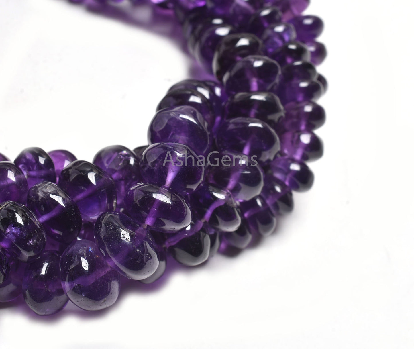 Beautiful Purple Amethyst Smooth Handmade Gemstone Beads, AAA Natural Amethyst Rondelle Beads,10" African Amethyst Bead Jewelry Making SALE