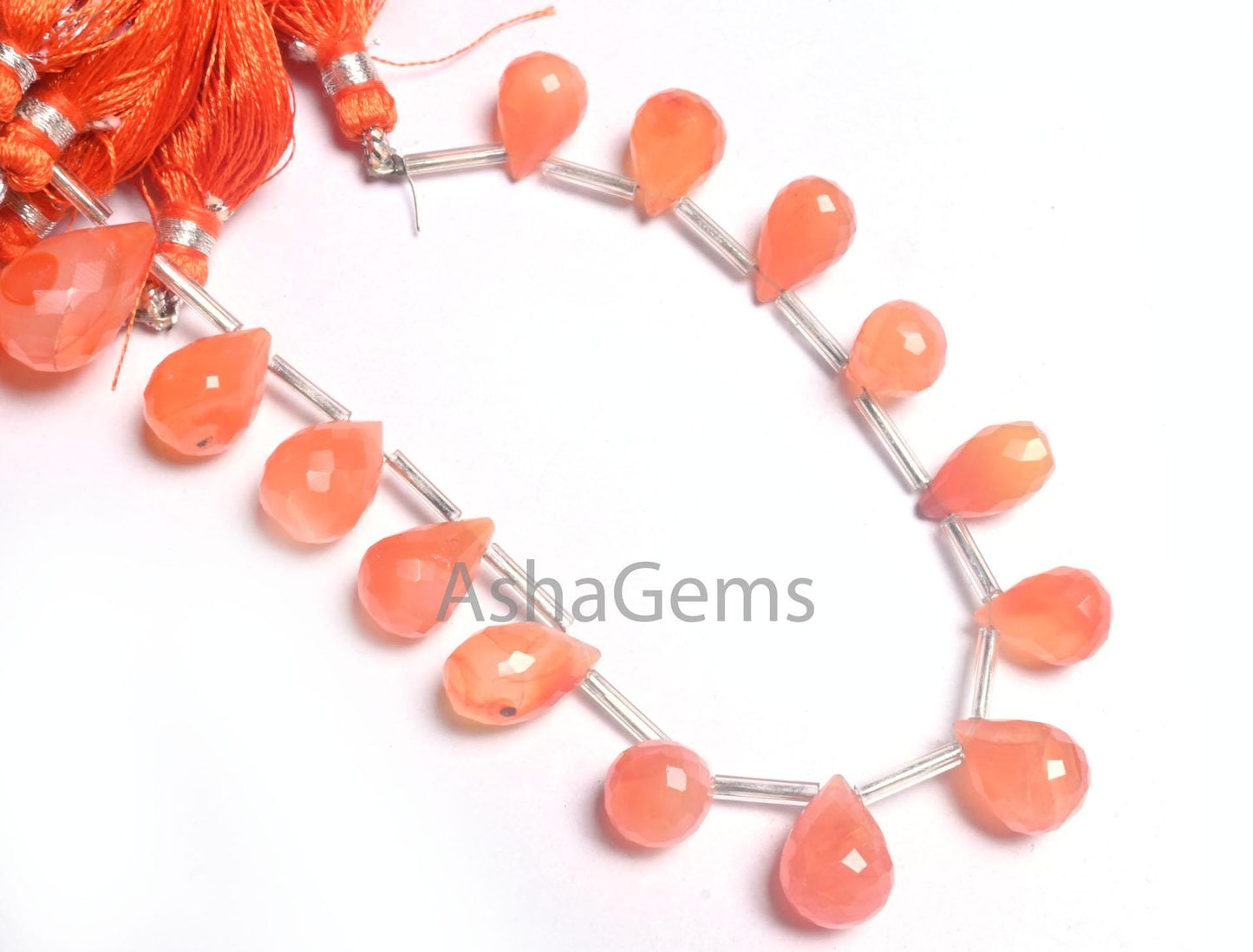 Beautiful Orange Carnelian Faceted Drop Shape Beads, Natural Carnelian Side Drill Gemstone Teardrop Fine carnelian Beads Jewelry Crafts SALE (AG 18599)