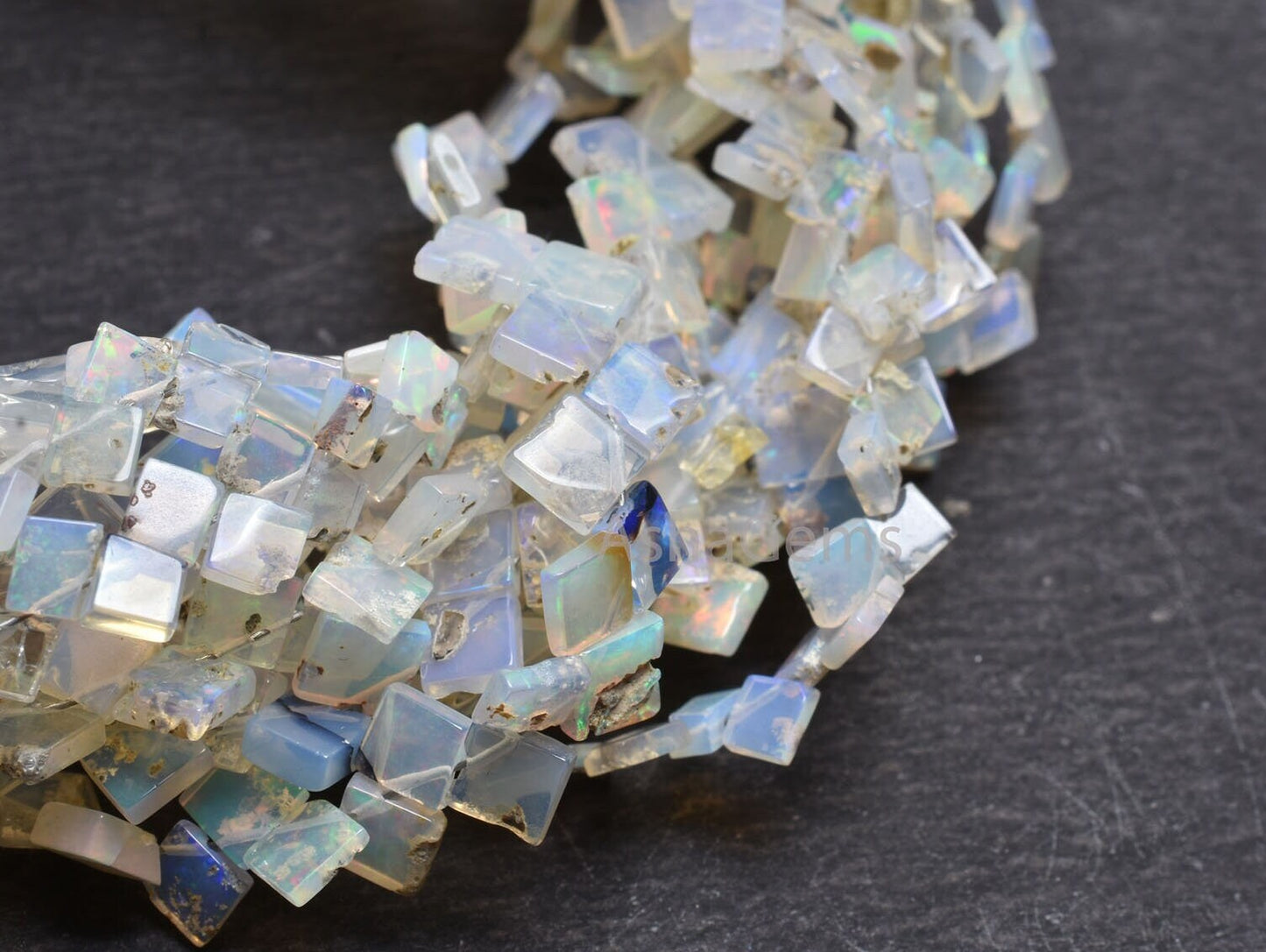 Natural Ethiopian Opal Smooth Uneven Square Shape Beads,Flashy Welo Fire White Ethiopian Opal Fancy Kite Gemstone Handmade Bead Jewelry SALE