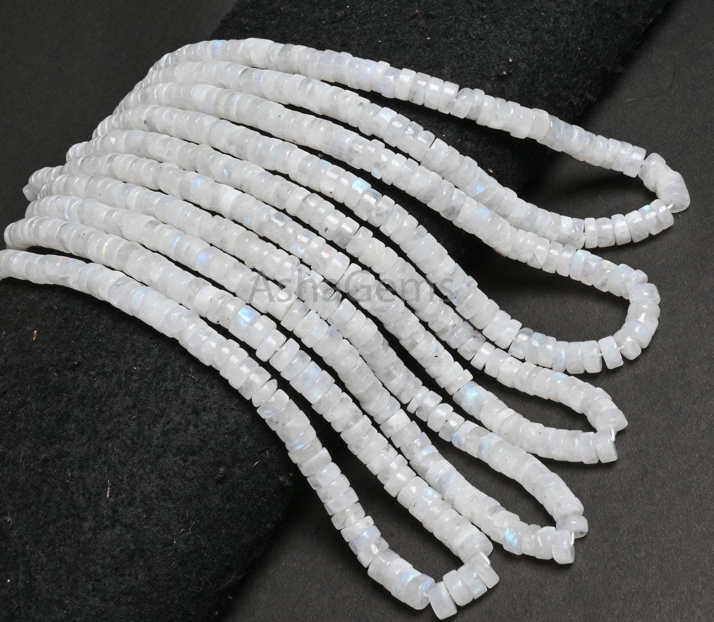 Natural Rainbow Moonstone Smooth Tyre Shape Gemstone Beads, Blue Fire Rainbow Moonstone Wheel Handmade White Rainbow Bead Jewelry Craft SALE