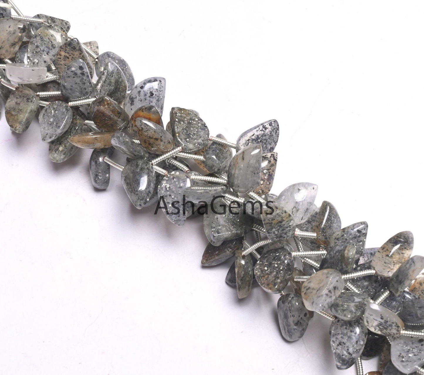 Beautiful Black sunstone Fancy Shape Gemstone Side Drill Beads,7" Fine Sunstone Keri Shape Handmade Beads, Black sunstone Bead Jewelry Craft