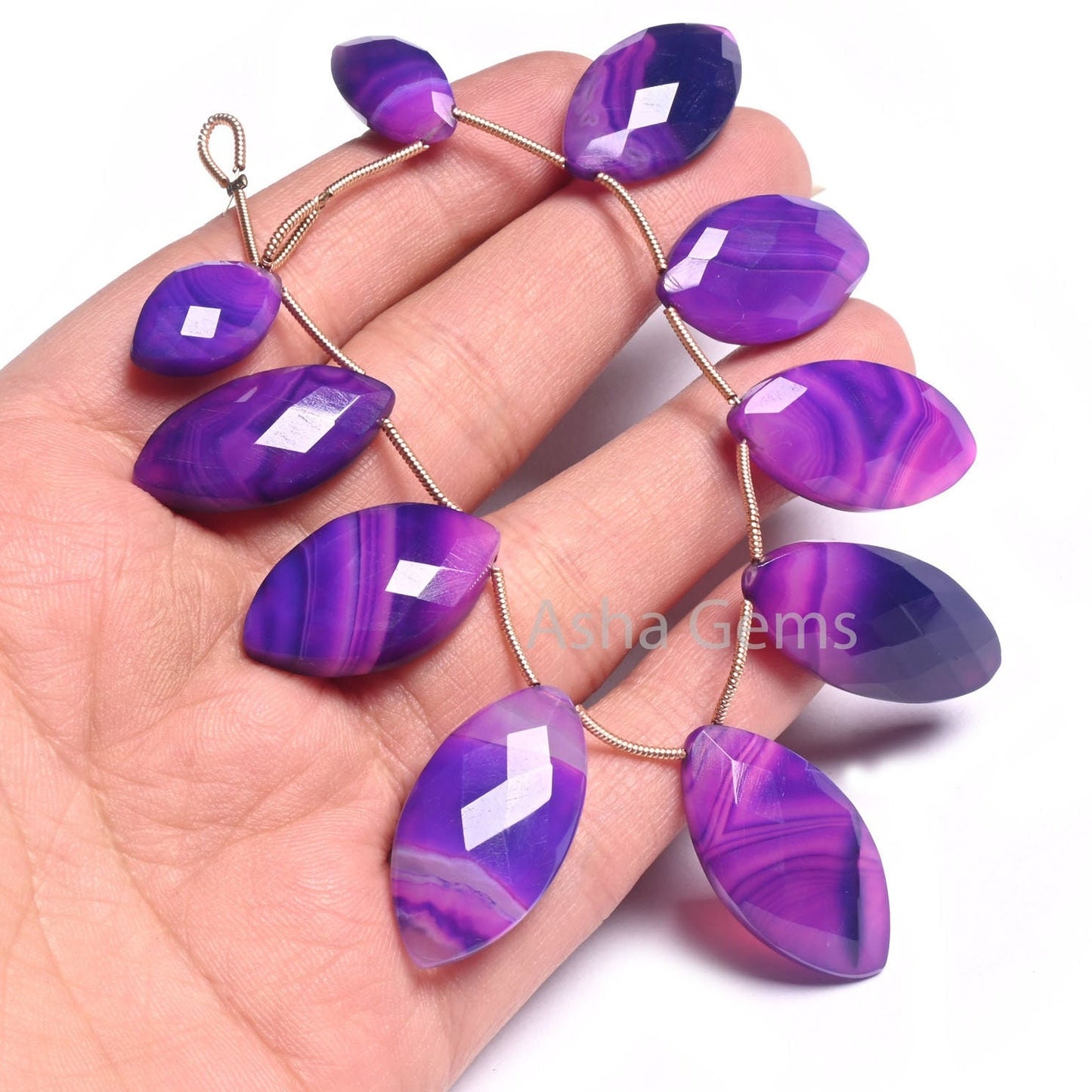 Shaded Purple Blue Chalcedony Marquise Shape Faceted Beads, Fine Chalcedony Fancy Marquise Side Drill Briolette Gemstone Bead Jewelry Making