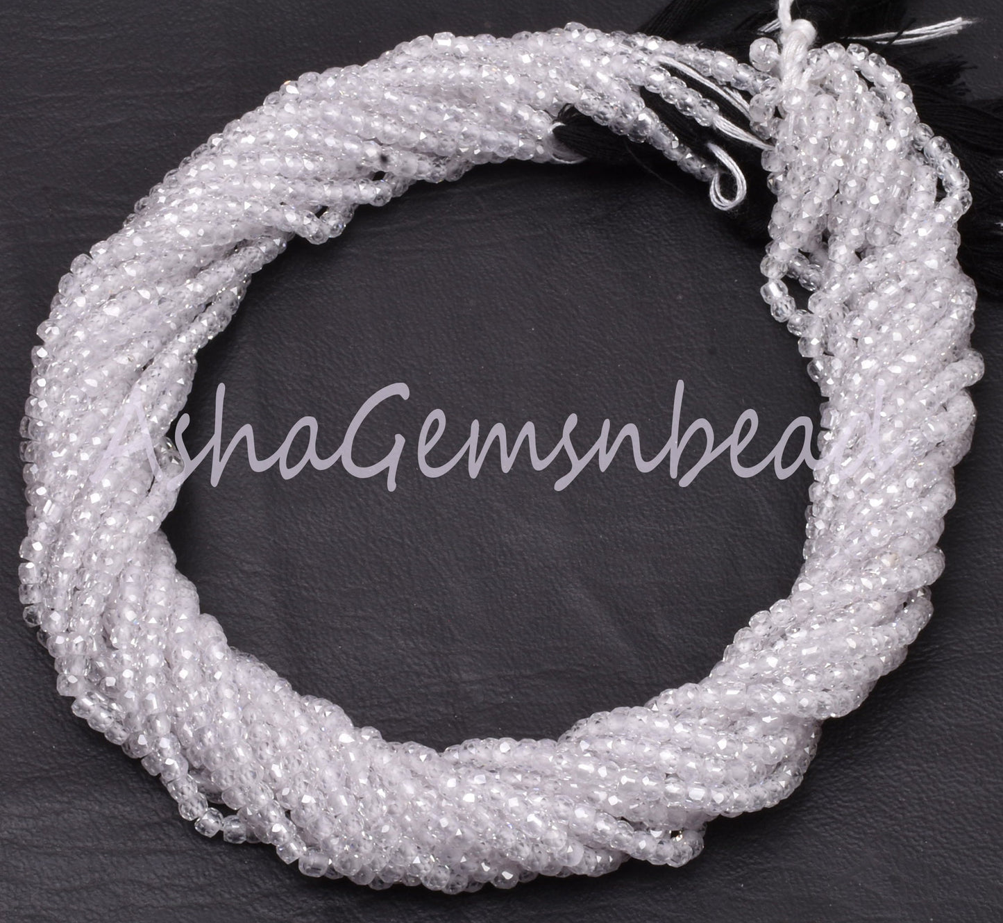 Beautiful White Zircon Faceted Rondelle Beads, 13" Strand, Cubic Zircon Micro Cut Beads, 3 mm, Clear White Zircon Machine Cut Beads, Jewelry
