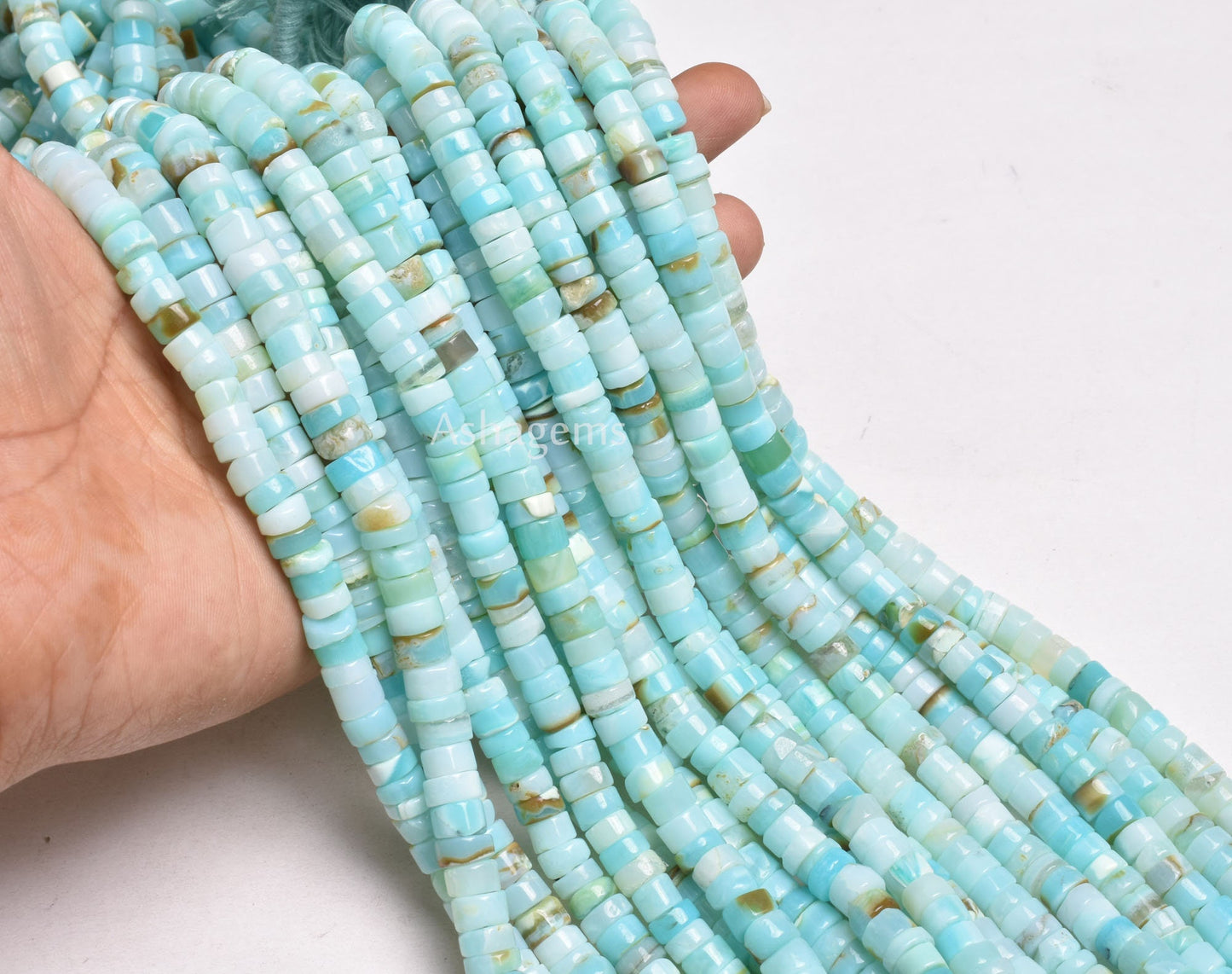 Peru Blue Opal Smooth Tyre Shape Beads,6mm Peru Boulder Opal Plain Beads,12.5" Sky Blue Opal wheel Shape Beads, Opal Bead Jewelry Craft SALE