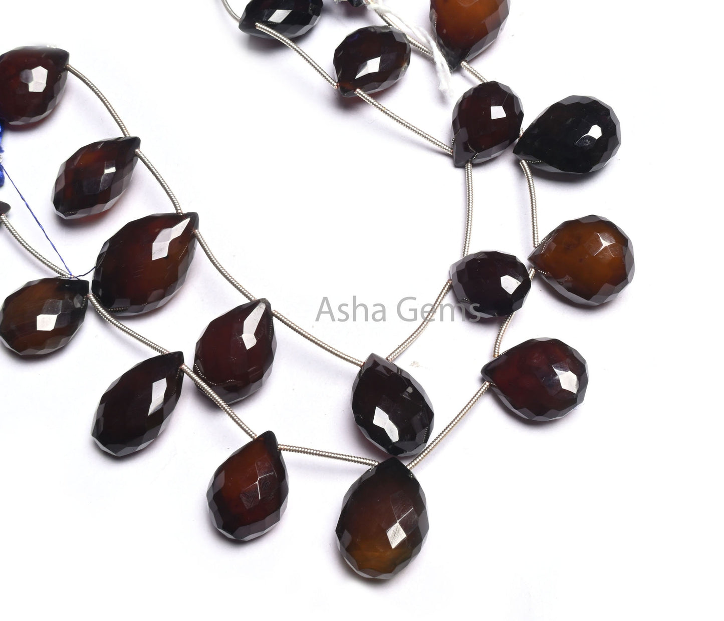 Beautiful Wine Brown Chalcedony Fancy Puff Pear Faceted Beads,9" Fine Dark Brown Chalcedony Teardrop Briolette Gemstone Beads Jewelry Crafts