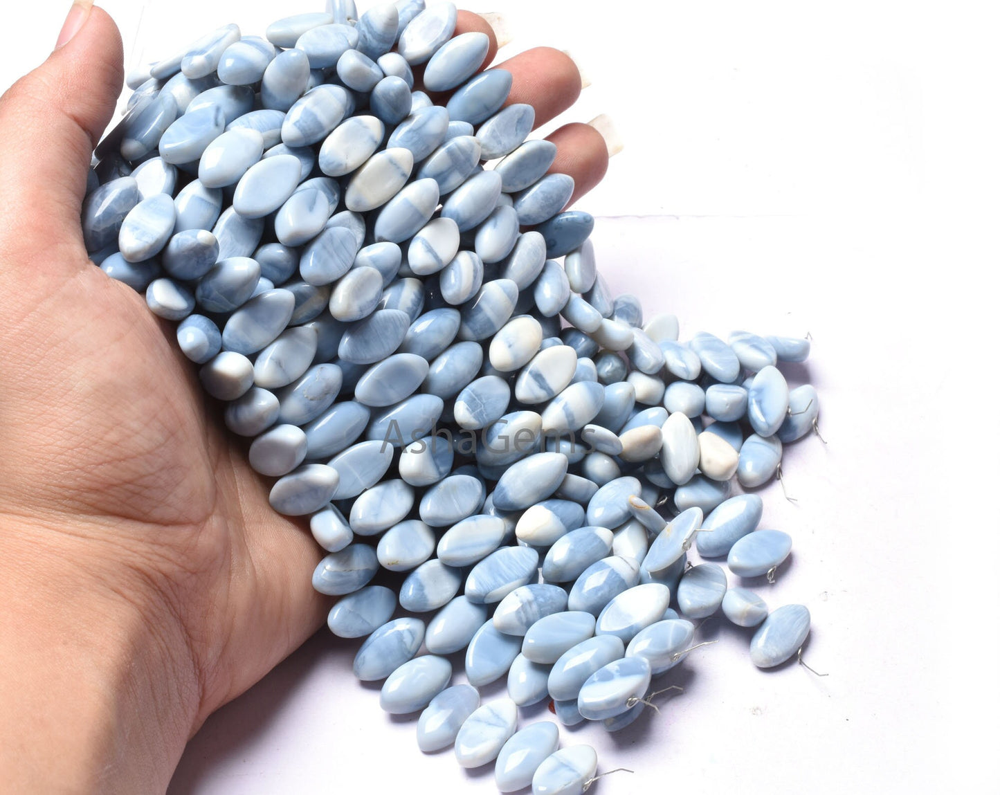 Beautiful Blue Oregon Opal Smooth Marquise Shape Beads,8" Strand Blue Opal Table Flat Marquise Beads, Opal Plain Handmade Beads Jewelry SALE