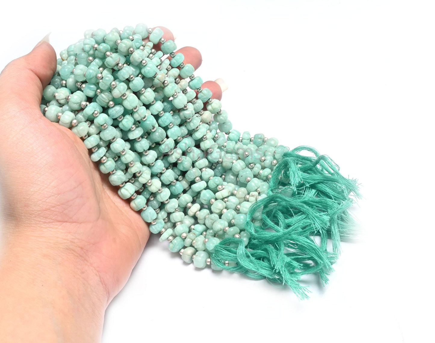Beautiful Amazonite carved Watermelon Gemstone Beads, Natural Blue Amazonite Smooth carving Uneven Shape Pumpkin Handmade Bead Jewelry SALE