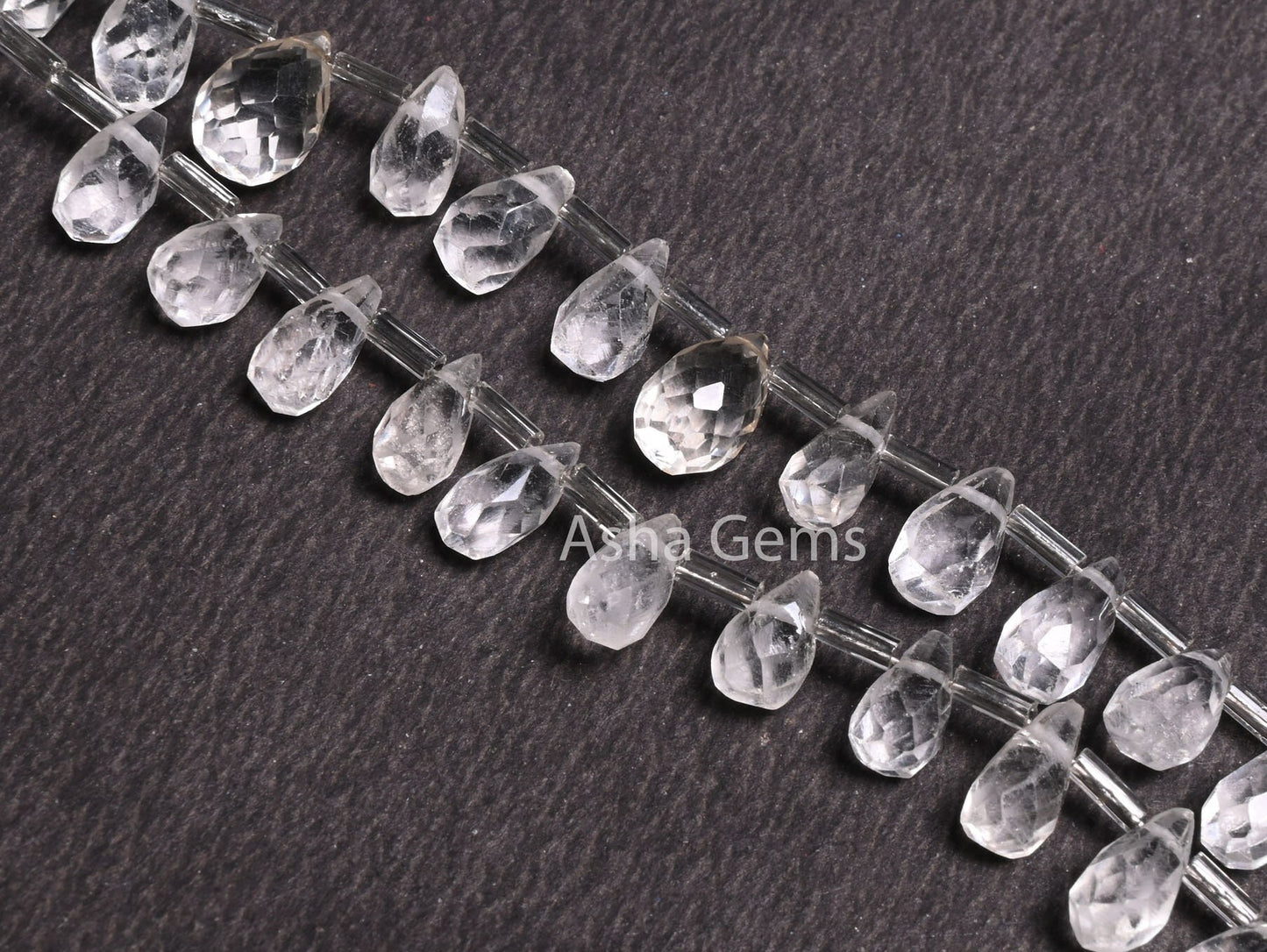 Crystal Quartz Indian Hand Cut Faceted Drop Shape Side Drill Beads, Natural White Crystal Teardrop Handmade Bead, Crystal Beads Jewelry SALE