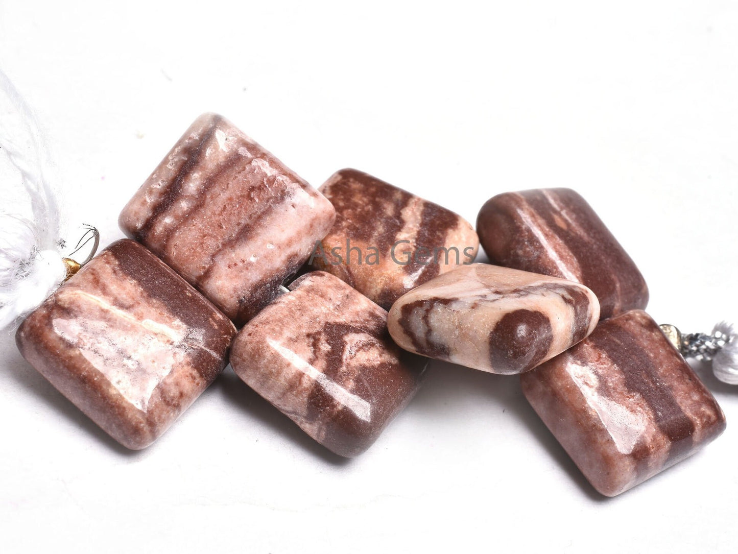 11-12 mm Natural Brown Jasper Fancy Square shape Side Drill Beads,7 Piece Strand Natural Picture Jasper Smooth Handmade Square Gemstone Bead