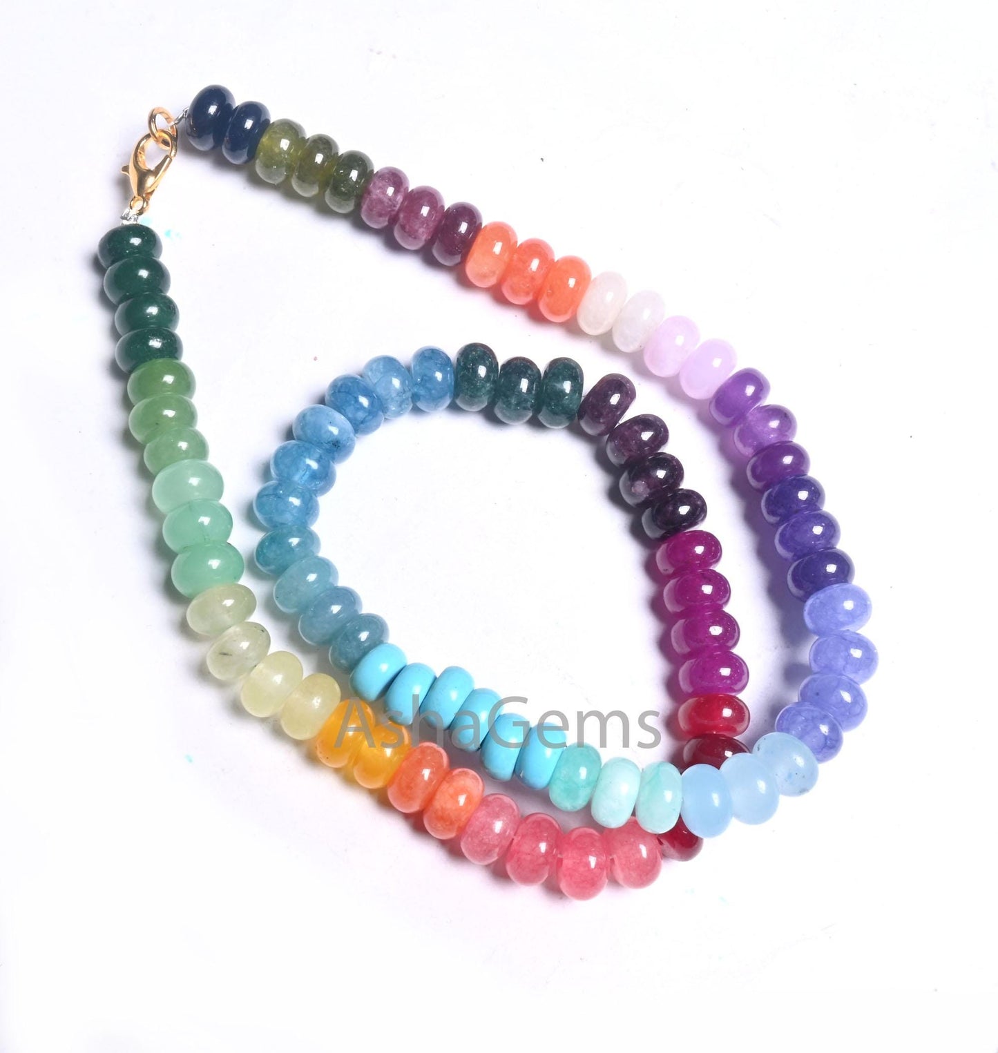16" AAA Quality Multi Jade Quartz Smooth Rondelle Beads Necklace,8 mm Shaded Rainbow Quartz Plain Gemstone Beads Necklace Jewelry handicraft
