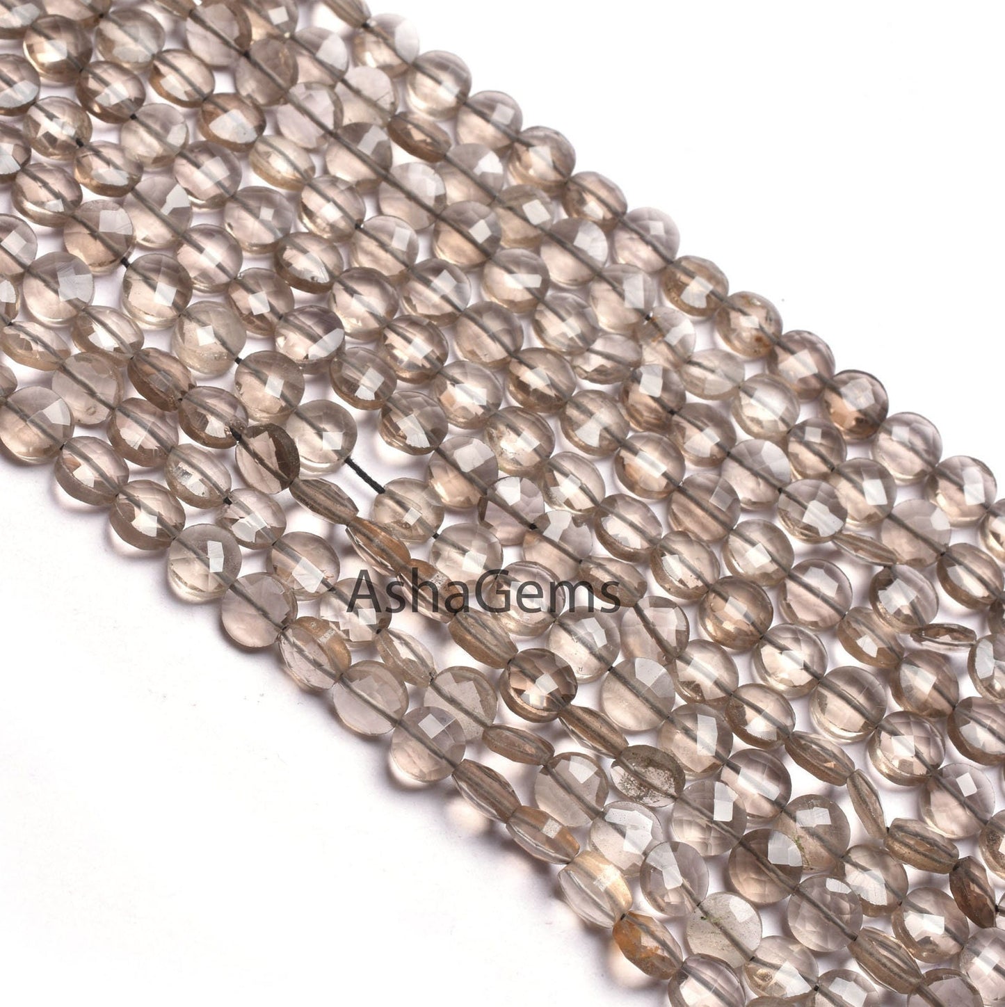 6 mm Natural Smoky Quartz Faceted Coin Shape gemstone Beads,AAA Quality Smoky Checker Cut Coin Briolette Beads,13" Strand Smoky Bead Jewelry