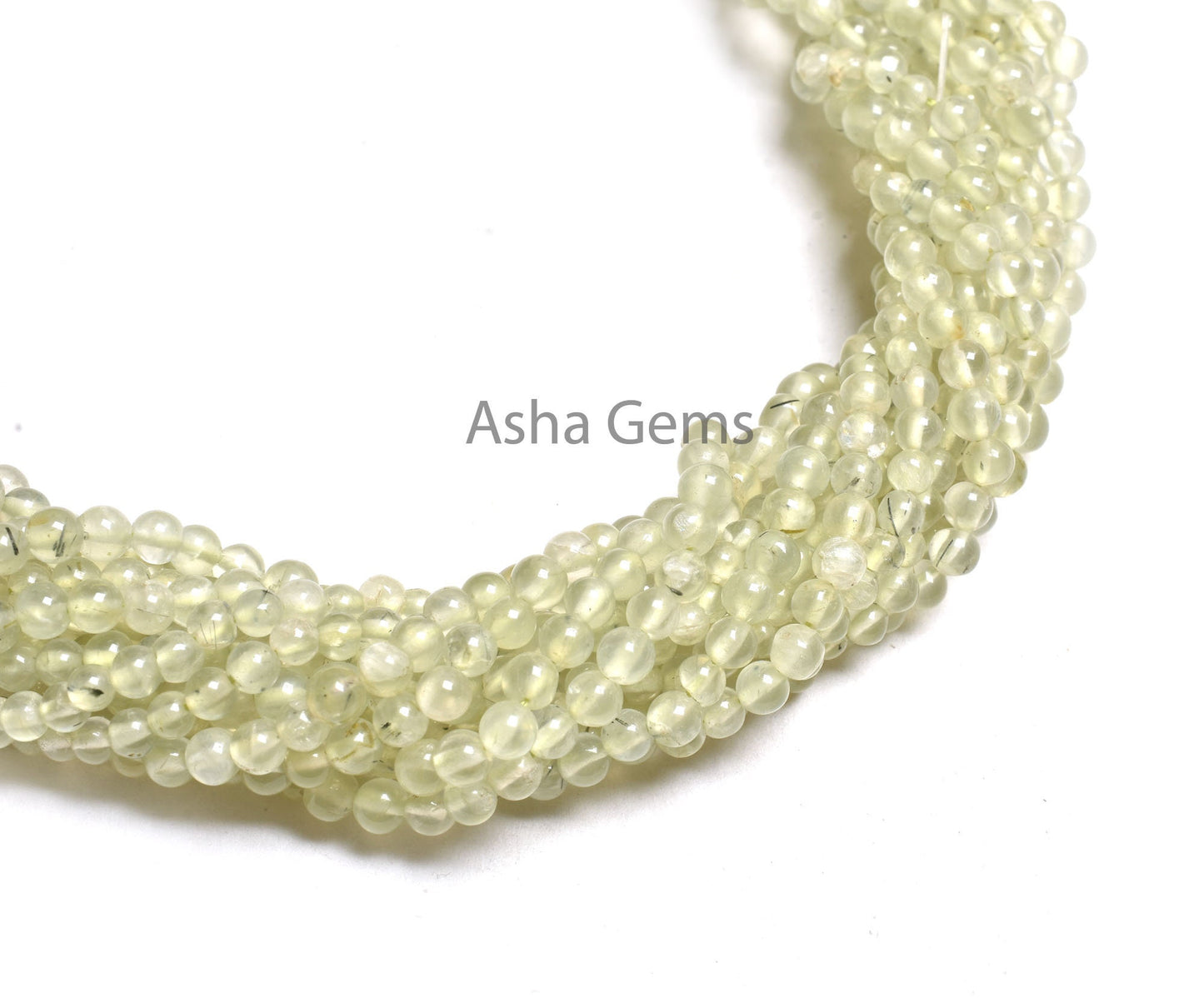 3.5,4 mm Natural Prehnite Smooth Round Ball Beads,13"Strand Light Green Prehnite Plain Round Shape Gemstone Beads Prehnite Bead Jewelry SALE