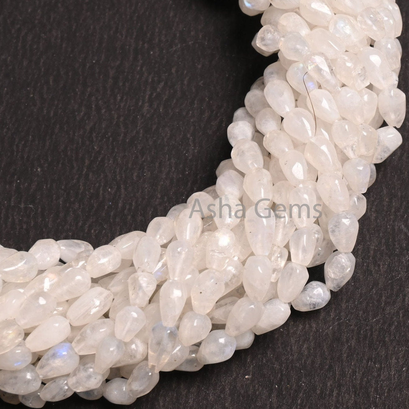 Beautiful Rainbow Moonstone Smooth Drops Shape Beads,13"Natural Blue Fire White rainbow Teardrop Straight Drill handmade Drop Gemstone Beads
