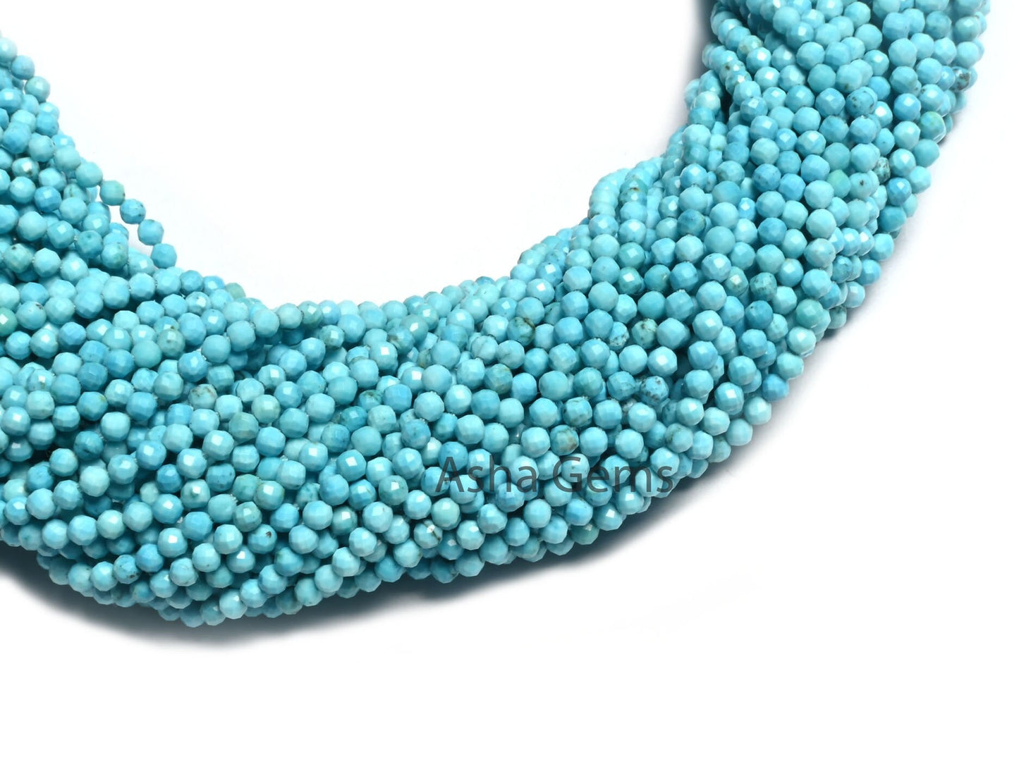 AAA Quality Blue Turquoise Micro Cut Rondelle Gemstone Loose Beads,2.5 mm Turquoise Howlite Machine Cut Faceted Beads Jewelry Making Crafts