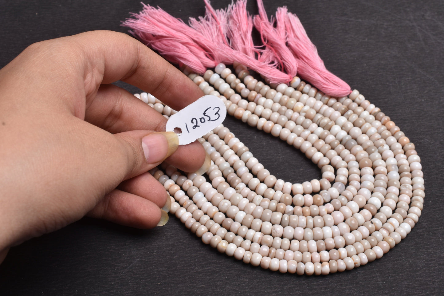 9" Strand Opal Smooth Rondell Shape Beads, Shaded Pink Peach Opal Beads,5.50, 6 mm Bio Pink Opal Plain Handmade Gemstone Beads Jewelry Craft