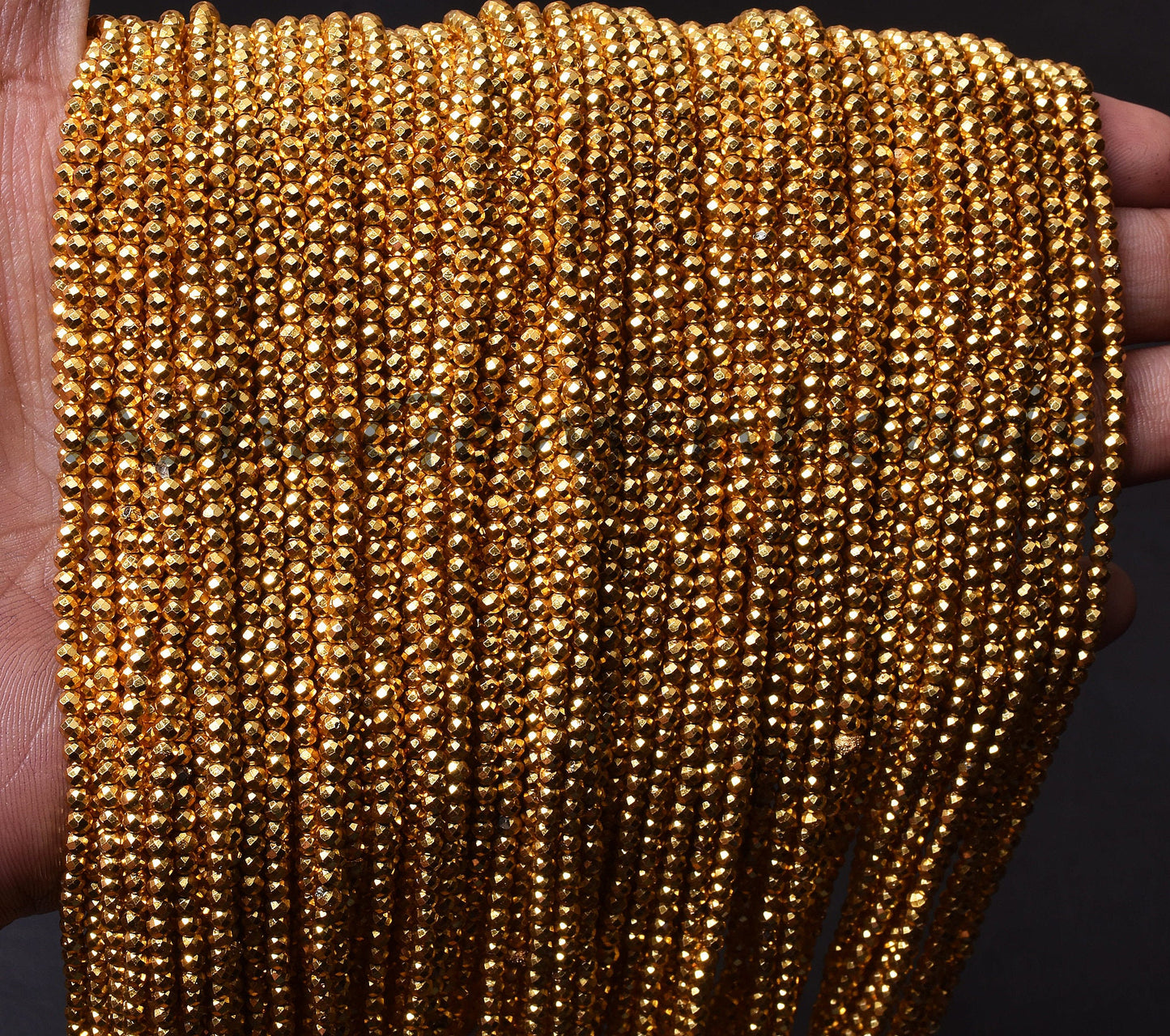 13" Strand Beautiful Natural Golden Pyrite Coated Micro Cut Rondelle Faceted Gemstone Beads,2.2mm AAA Quality pyrite bead Jewelry Craft SALE
