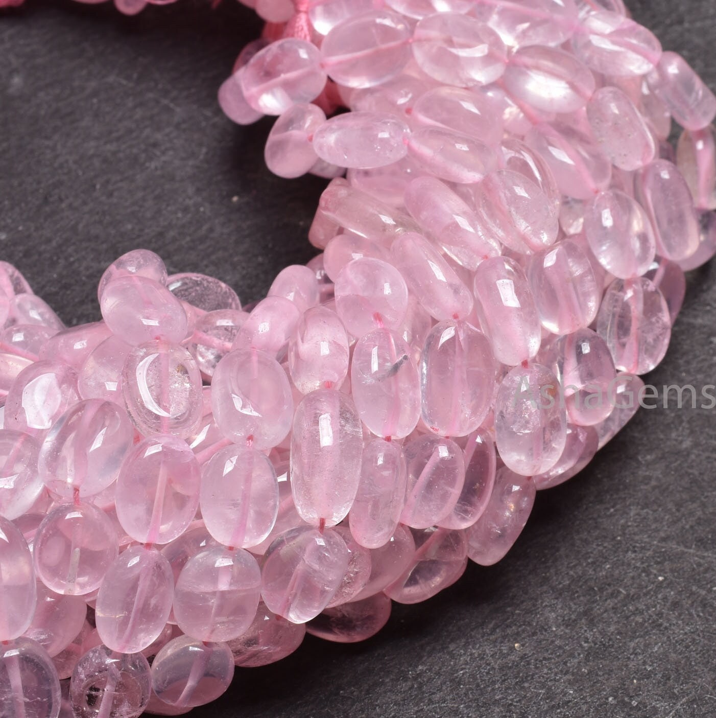 Natural Rose Quartz Smooth Oval Gemstone Beads,12" Strand Pink rose Quartz Plain Handmade Uneven Oval Shape Loose Beads Jewelry Crafts SALE