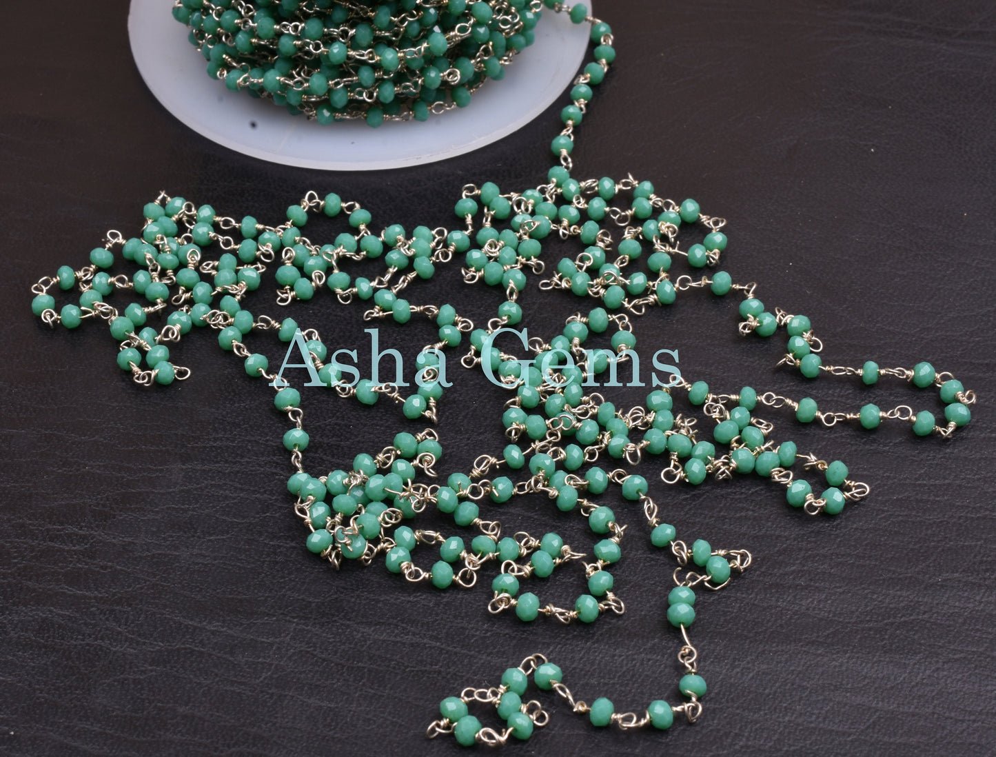 1,3,5,10,50 Feet Green Hydro Faceted Rondelle Beaded Rosary Chain, Silver Plated Wire,Jewelry Making Finding Beads Chain Wholesale 3-3.5mm