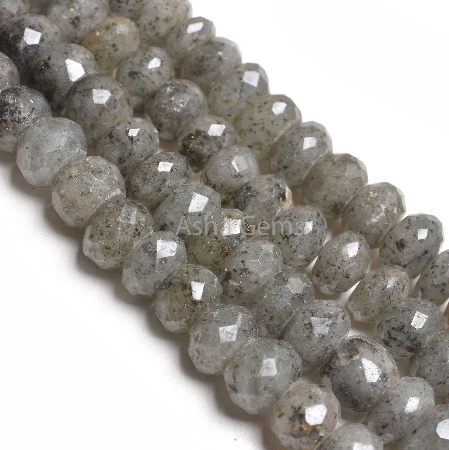Black Dot Quartz Faceted Rondelle Shape Beads,7"Strand Natural Black Dot Quartz Beads, Quartz Faceted Gemstone Loose Bead Jewelry Craft SALE