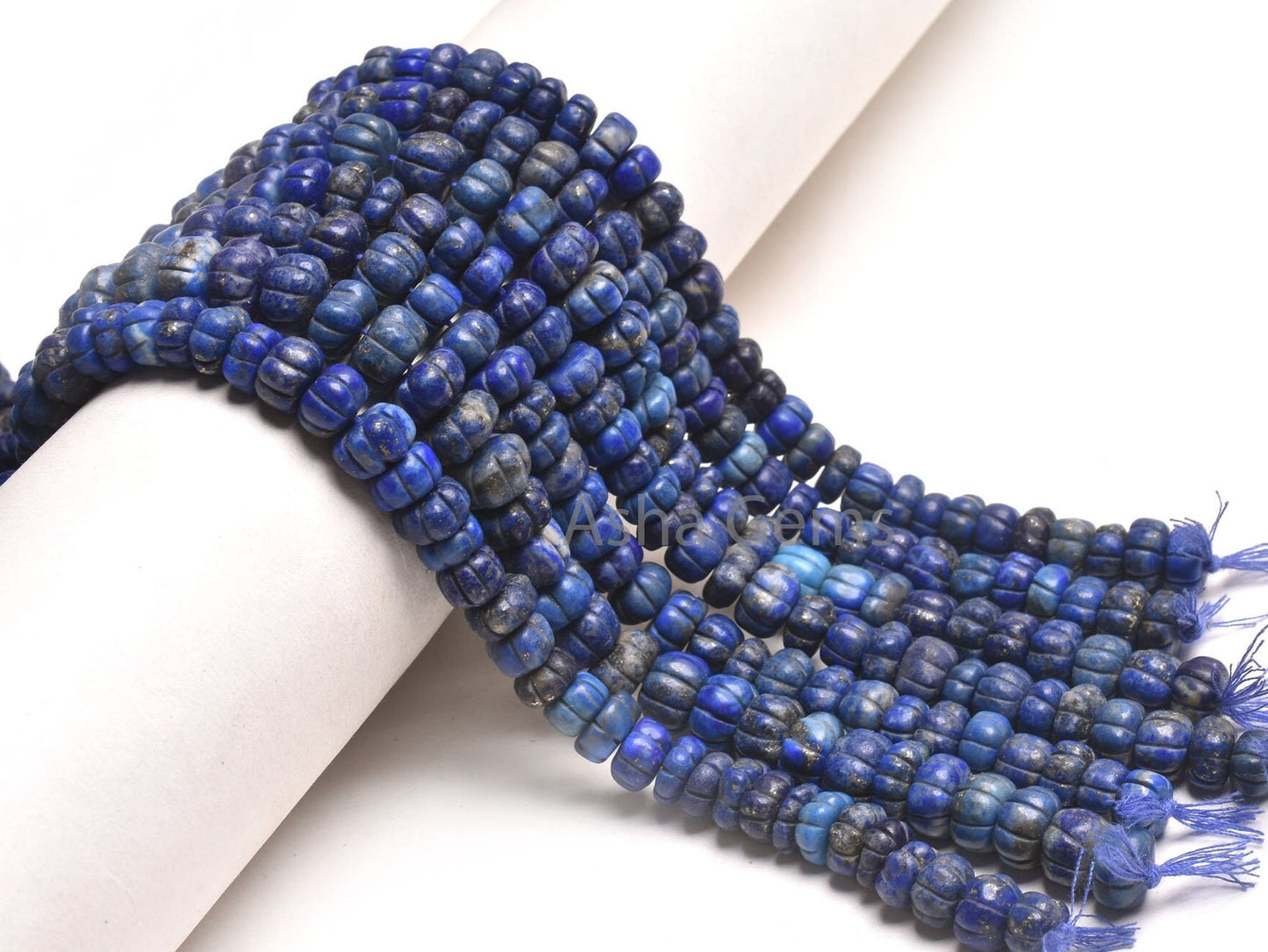 Natural Lapis Lazuli Carved Watermelon Beads, Blue lapis Carve Pumpkin Beads Handmade Gemstone Carving Beads, Lapis Beads Jewelry Craft SALE