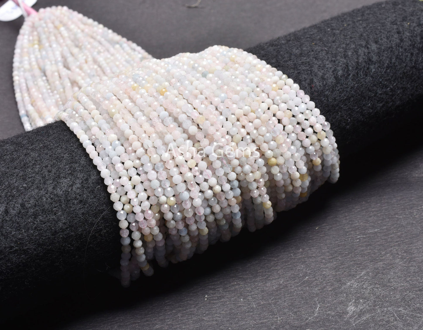 3.5 mm Fine Morganite Quartz Machine Cut Round Ball Beads, Shaded Pink Morganite Quartz Micro Cut Gemstone Roundelle Bead Jewelry Craft SALE