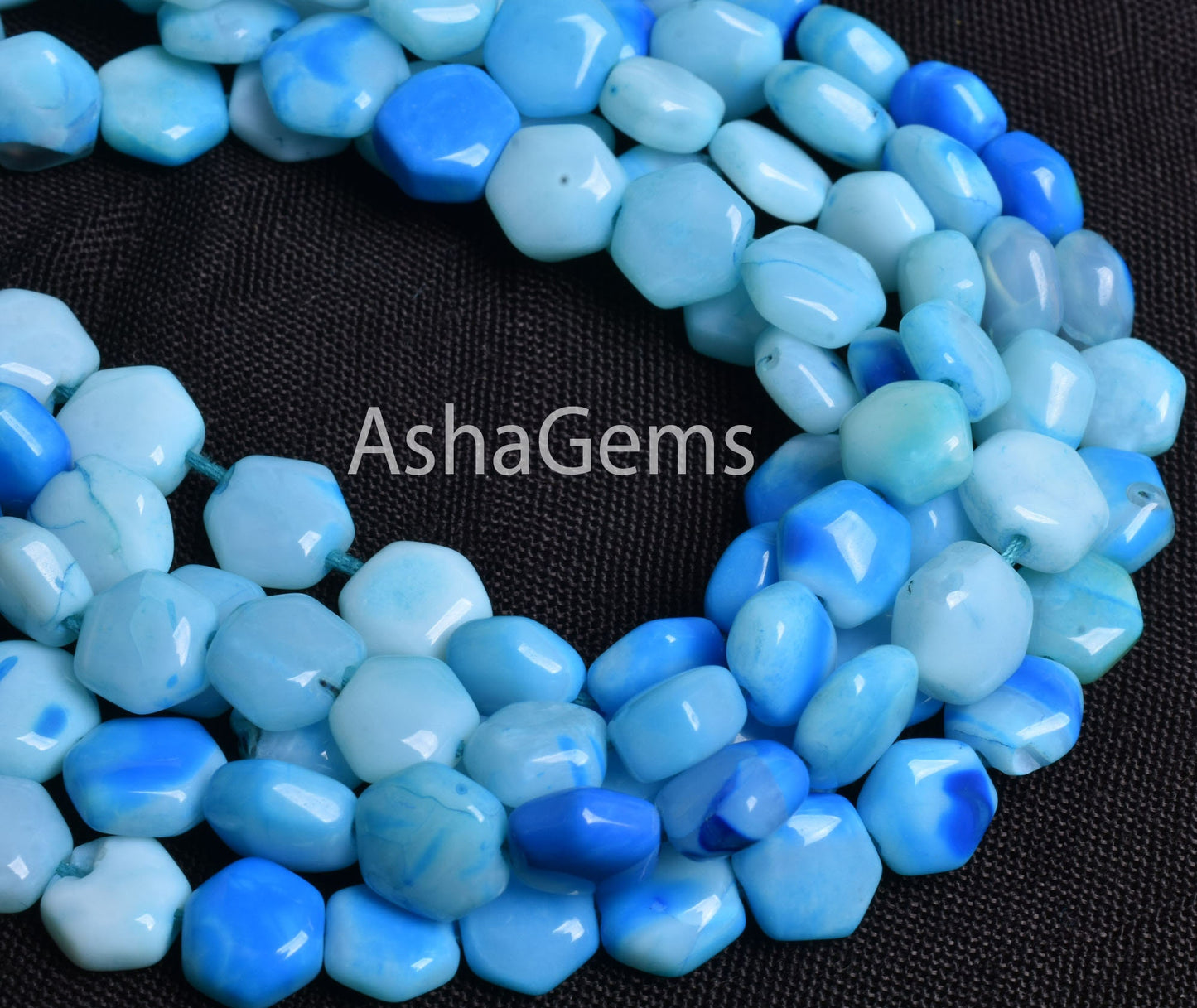 Beautiful Blue Opal fancy Hexagon Shape Gemstone Beads, Shaded Blue Opal Straight Drill beads, Opal handmade beads jewelry Making Craft SALE