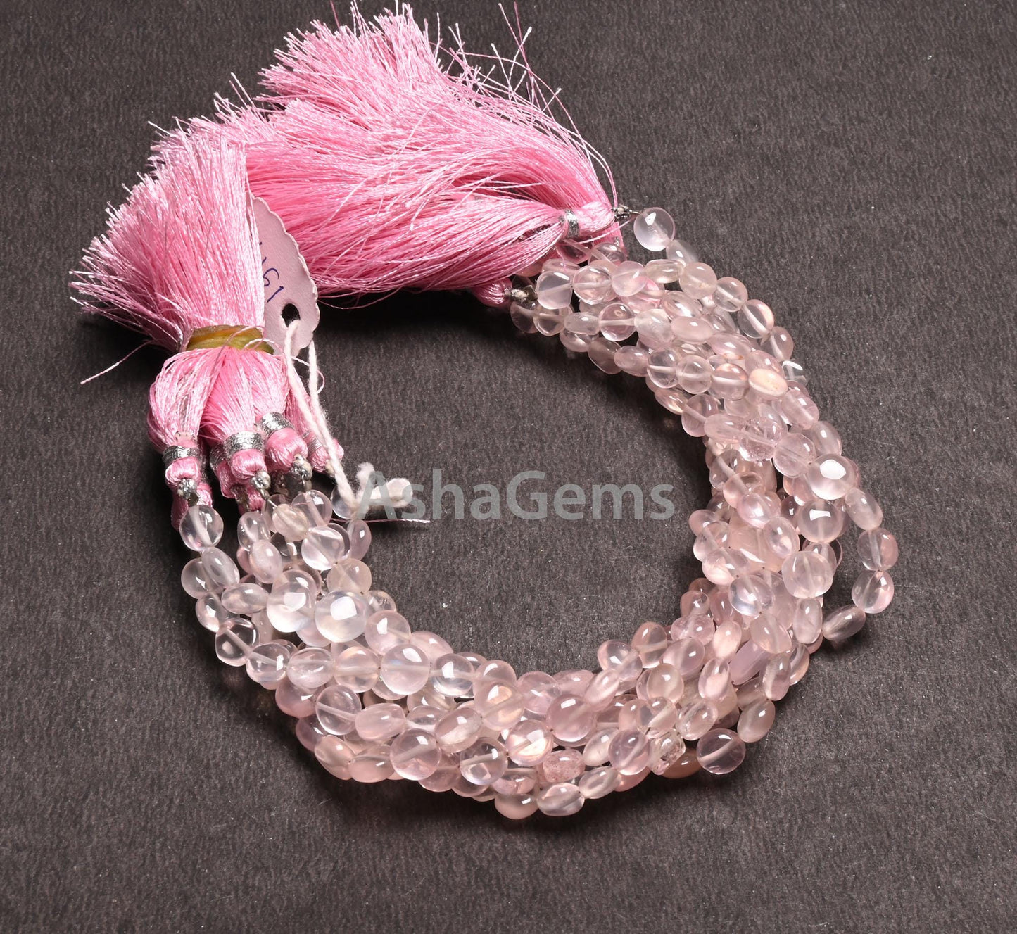 Fine Pink Rose Quartz Smooth Coin Shape handmade Beads,8" Natural Rose Quartz Straight Drill Coin Gemstone Loose Beads Jewelry Making Crafts