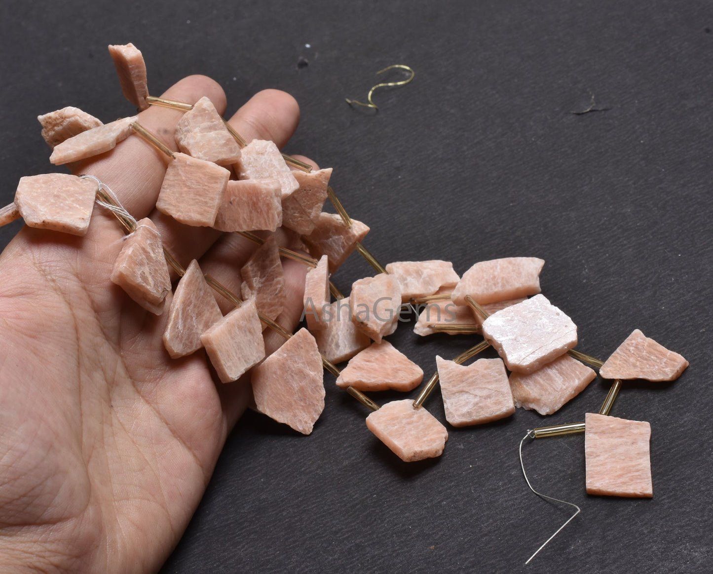 Rare Pink Amazonite Uneven Shape Slice Beads, Natural Pink amazonite Rough Beads Healing Crystal Raw Mineral Nugget Beads For Boho Jewelry