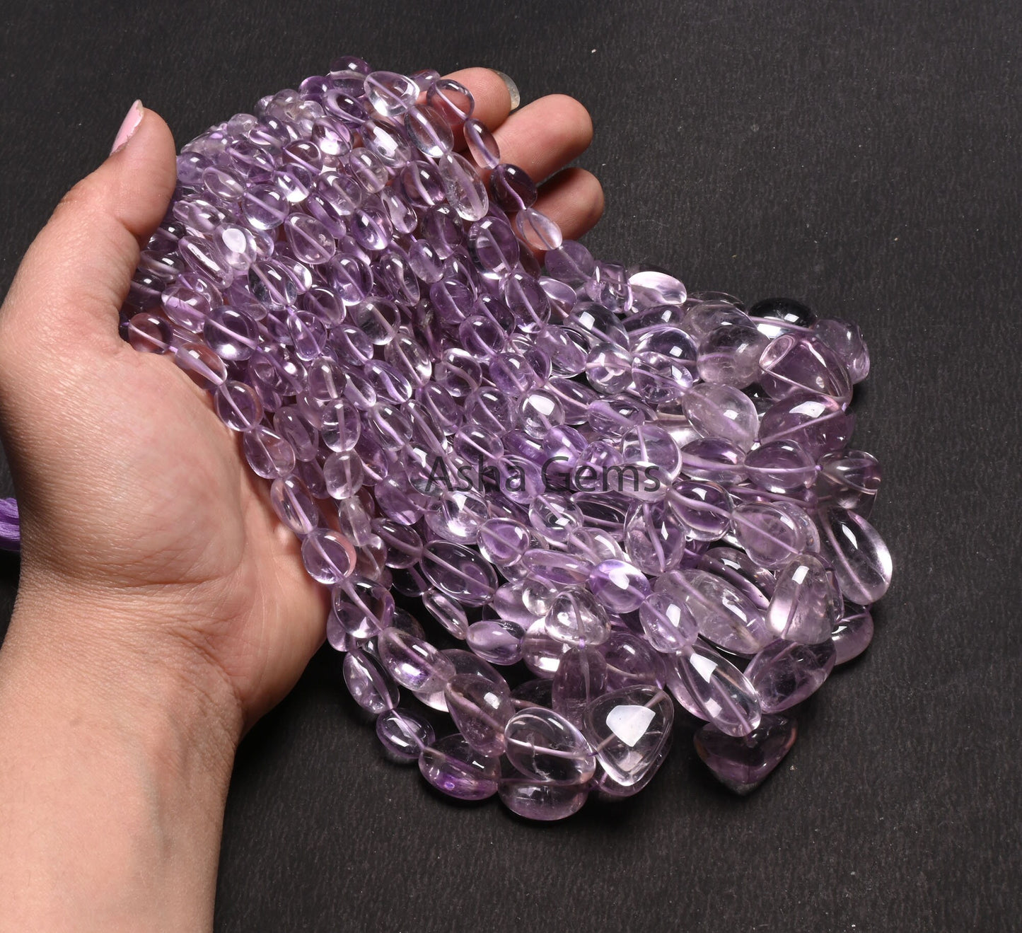 AAA Quality Pink Amethyst Smooth Nugget Gemstone Loose Bead, Natural Amethyst Tumble Handmade Straight Drill Amethyst Bead Necklace Jewelry